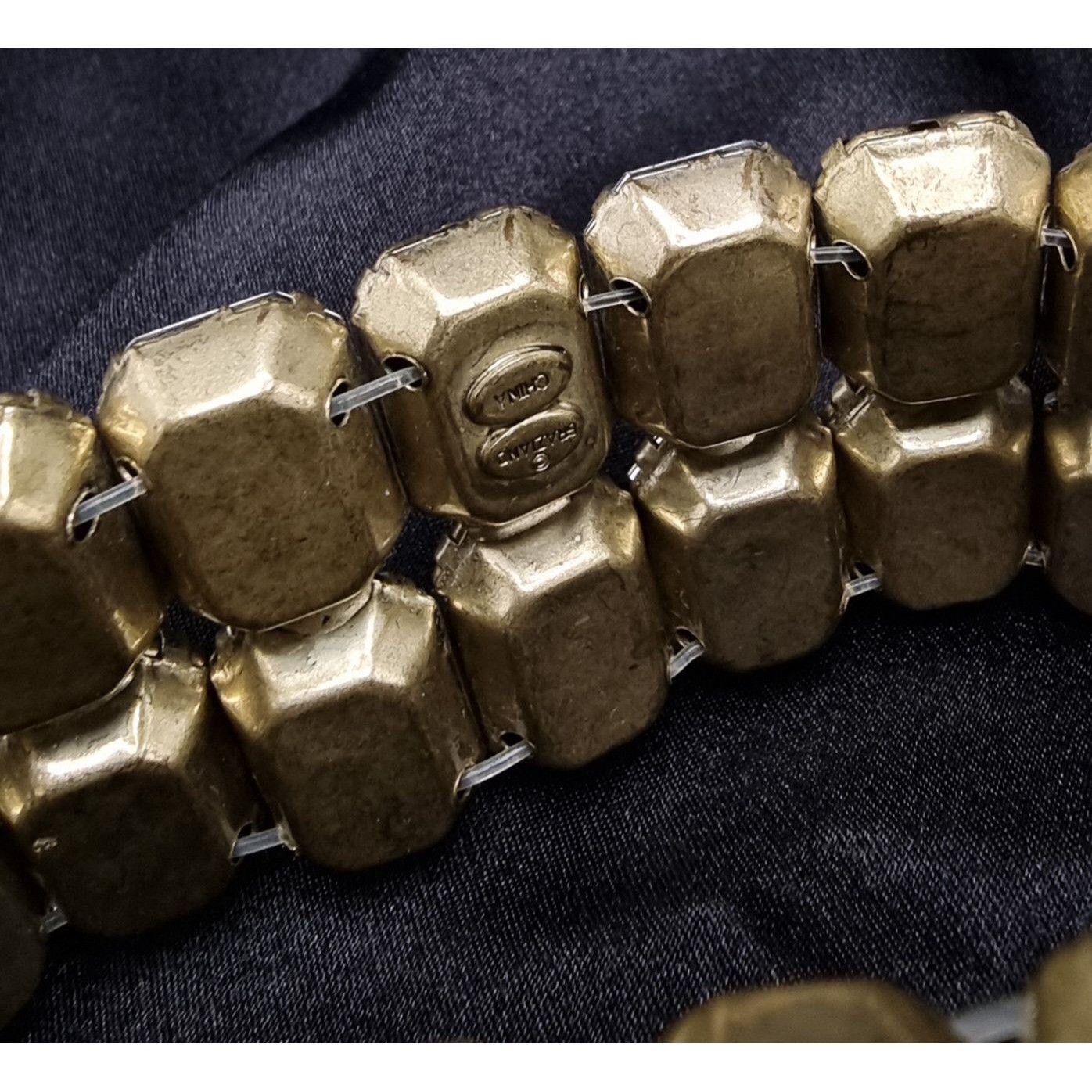 Vintage Vintage 1990's Graziano Gold-Tone Stretch Bracelet With Clea Size ONE SIZE - 6 Thumbnail