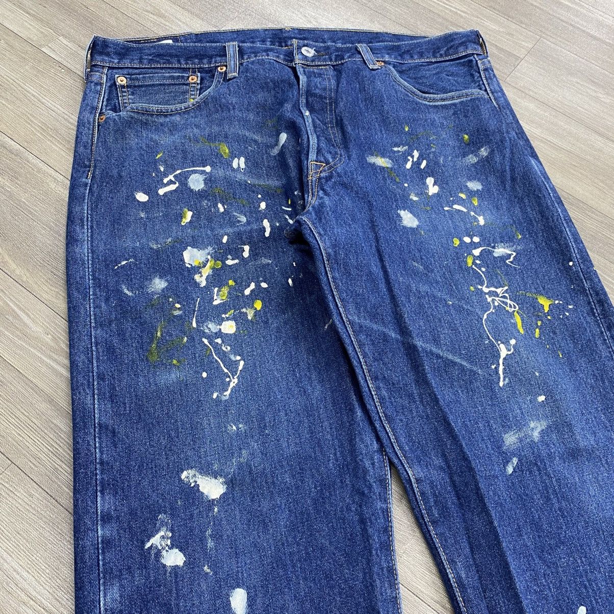Levi's Vintage Clothing 2000s Vintage Levis 501 Painted 38x34 Blue Jeans Size US 38 / EU 54 - 3 Thumbnail