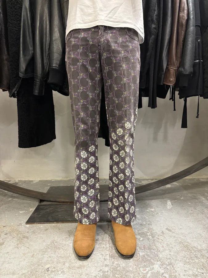Just Cavalli 2000s Cavalli Purple Flowers Two Tone Pants Size 25" / US 0 / IT 36 - 2 Thumbnail