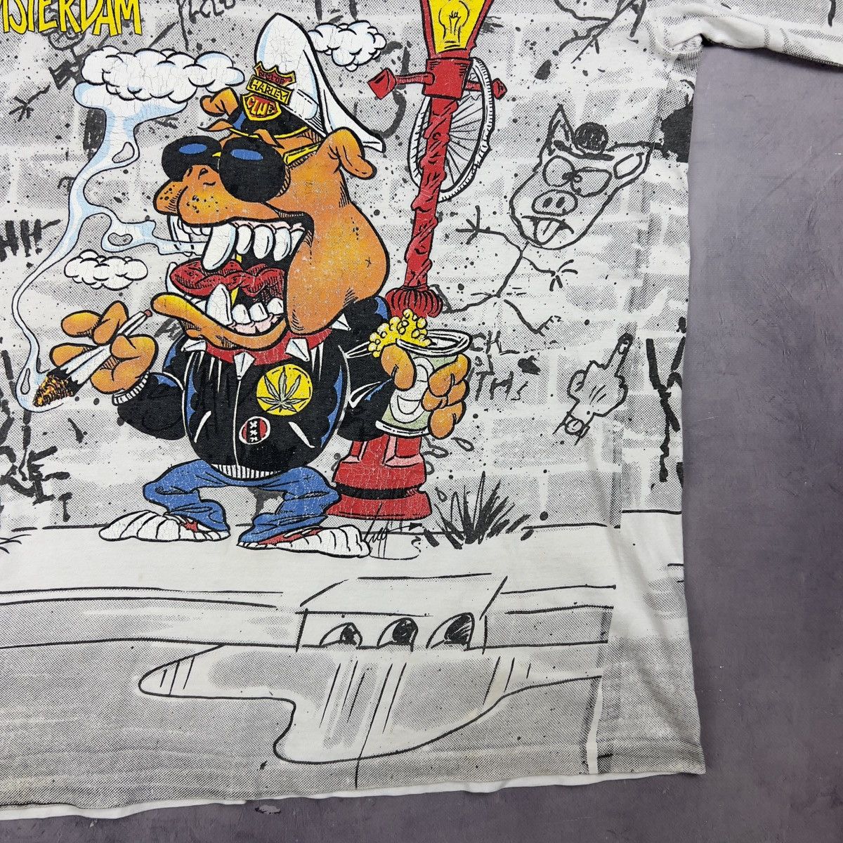 Vintage Rare! Vintage Amsterdam Drugs Tee Big Logo Overprint 90s Size US XL / EU 56 / 4 - 10 Thumbnail