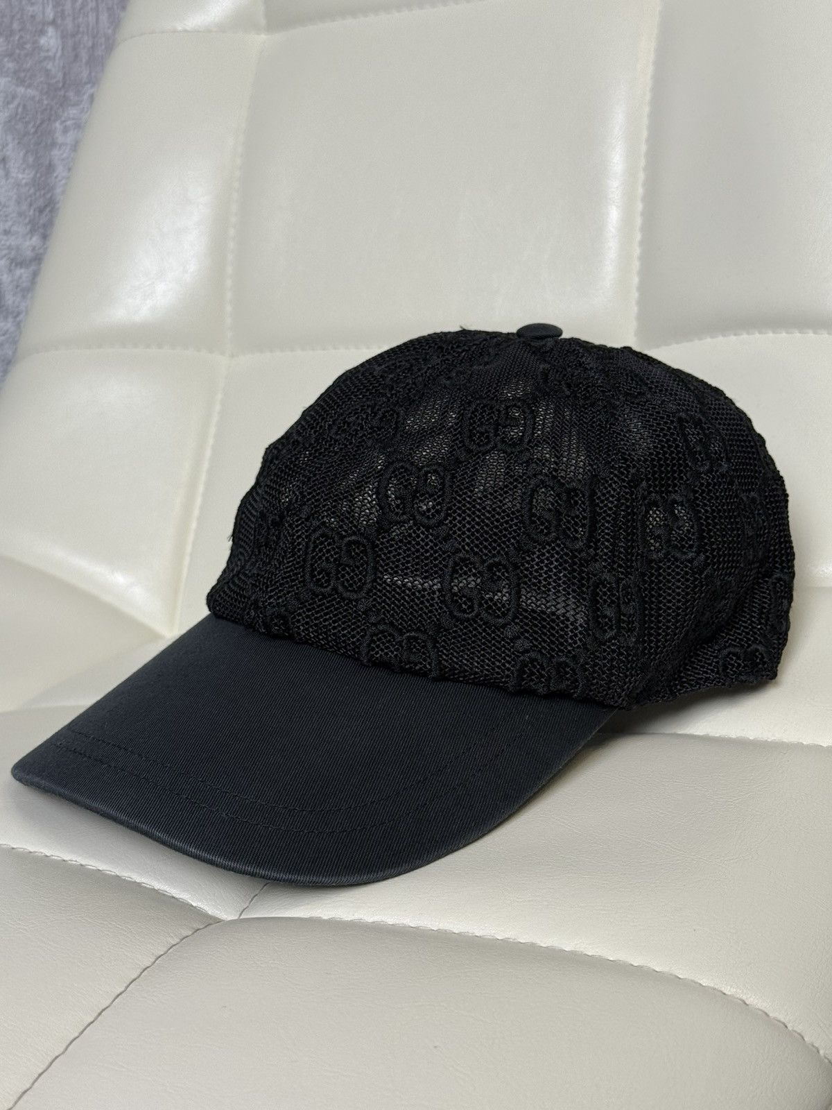 Gucci Gucci GG Monogram Mesh Baseball Cap Hat Black Adjustable Size ONE SIZE - 1 Thumbnail