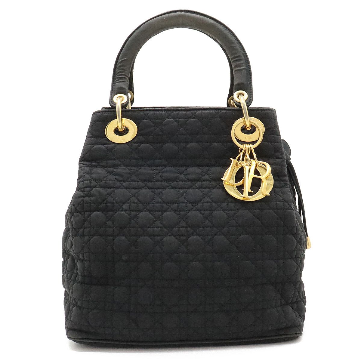 Dior Dior Lady Dior Nylon/Leather Handbag Canvas Handbag in Good Condition
