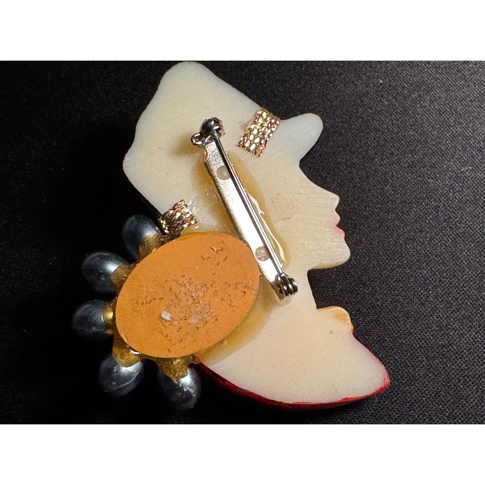 Other Vintage 1980's Flapper Style Hand Painted Brooch Size ONE SIZE - 5 Thumbnail