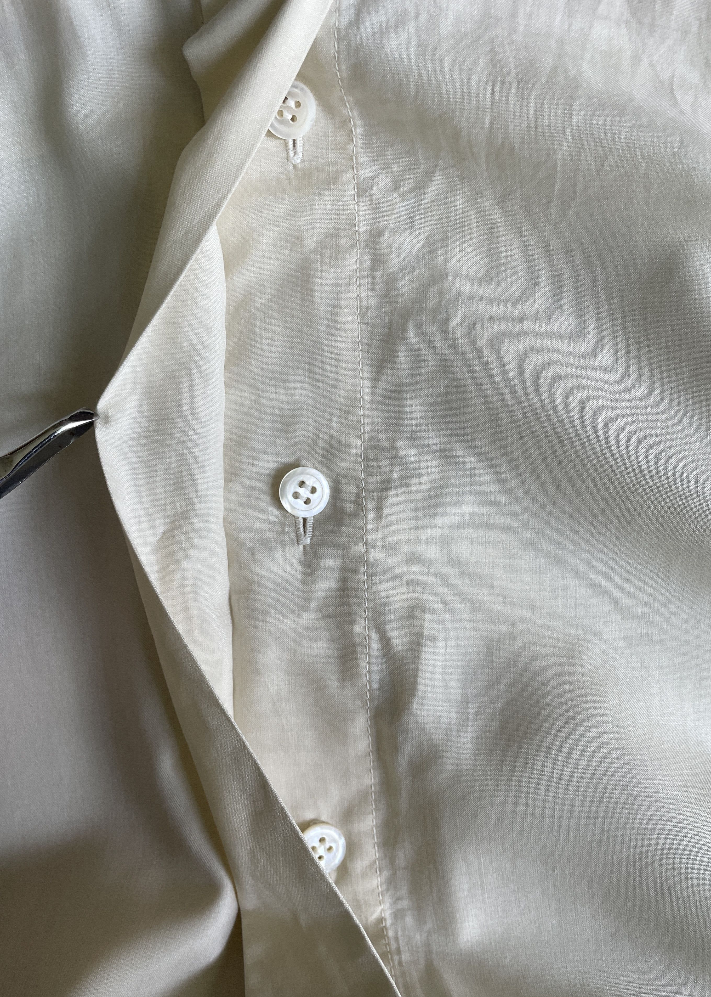 ISSEY MIYAKE Chinese Collar Rayon Beige Shirt