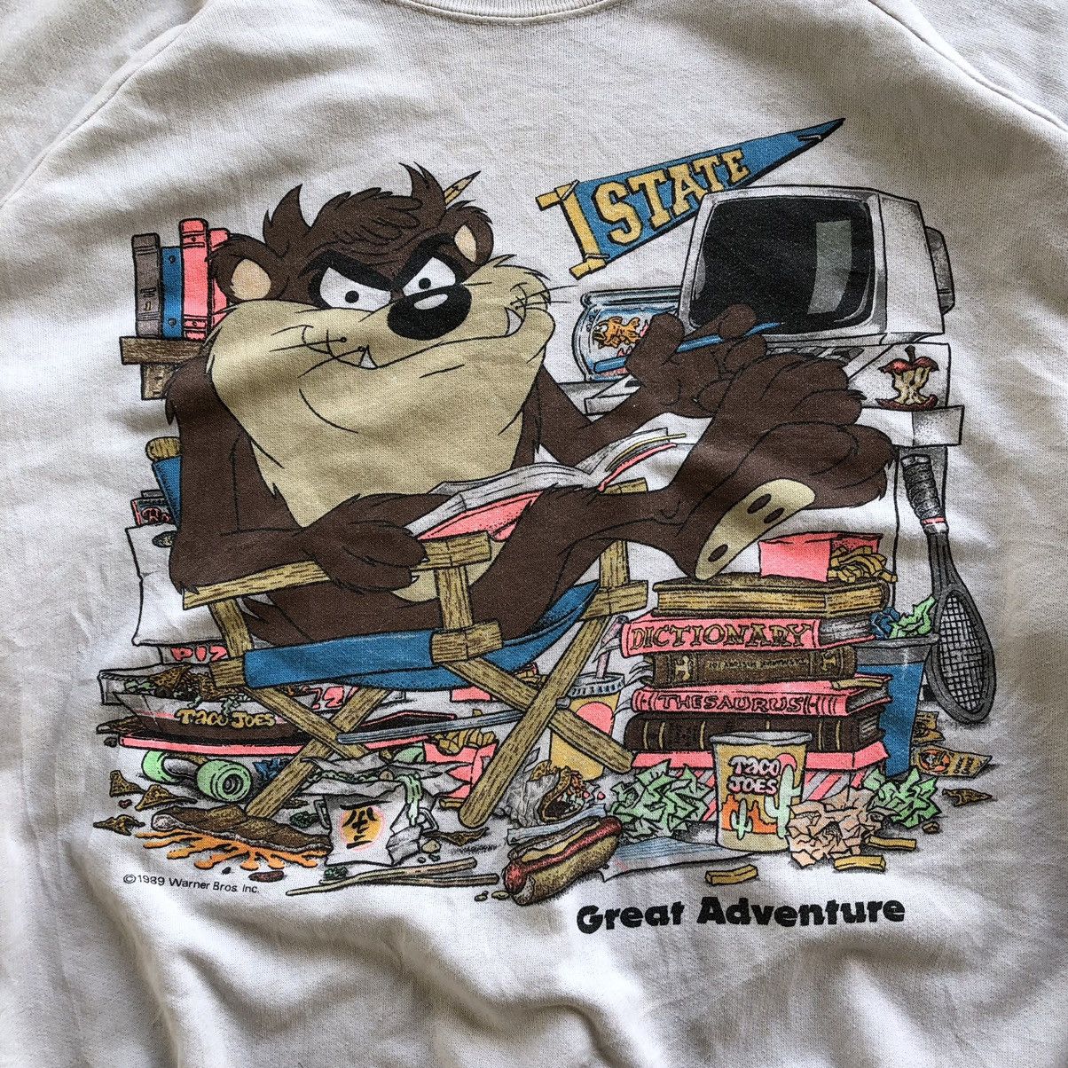 Cartoon Network × Vintage × Warner Bros Distressed TAZMANIA 1989 Warner Bros Nice Printed Sweatshirt Size US XL / EU 56 / 4 - 5 Thumbnail