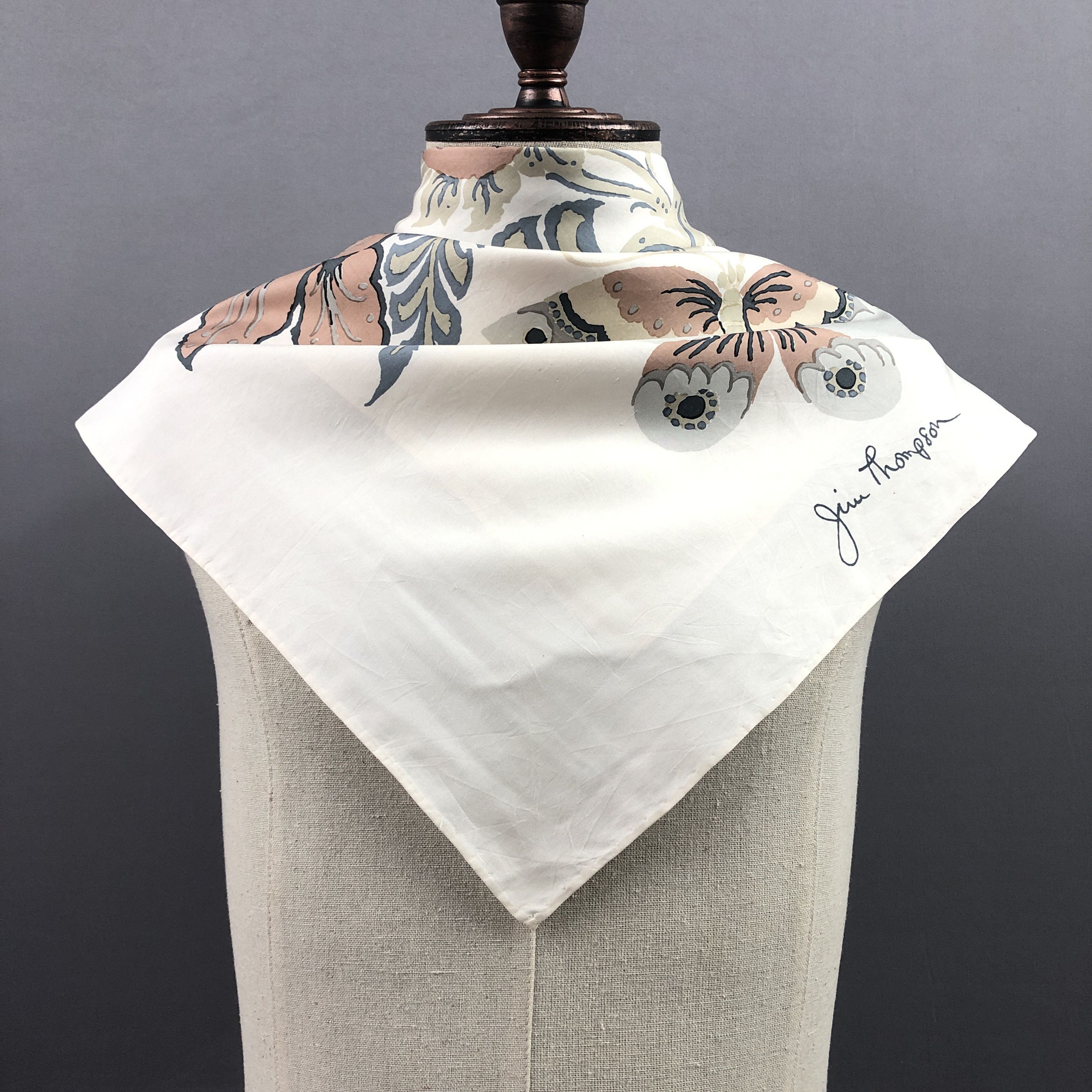 Jim Thompson × Vintage Vintage Jim Thompson SILK Scarf Twill Stole Wraps Scarves Size ONE SIZE - 19 Thumbnail