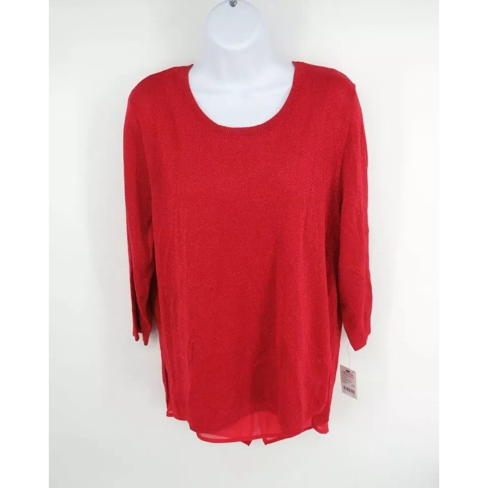 Other NY Collection Women's Knit Layered Pullover Sweater Large NW Size L / US 10 / IT 46 - 1 Thumbnail