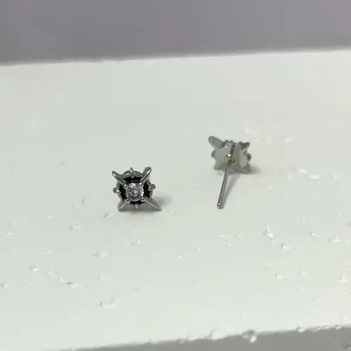 VIBE 925 Silver Plated CZ Star Stud Earrings for Men Women Size ONE SIZE - 1 Thumbnail