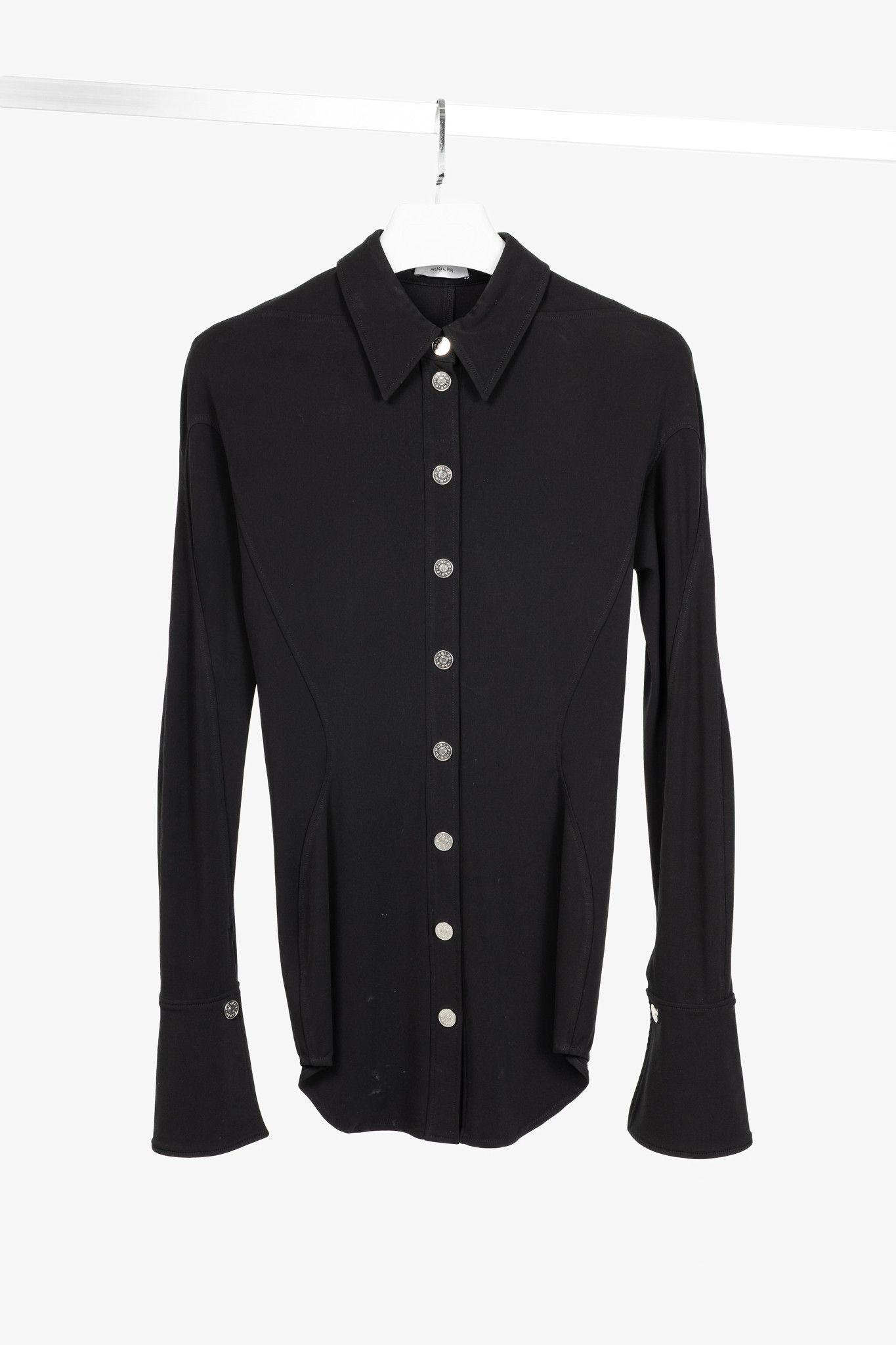 Mugler Mugler Black Long-Sleeved Stretch-Jersey Shirt Size M / US 6-8 / IT 42-44 - 1 Thumbnail