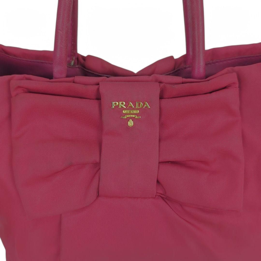 Prada Prada - Leather Ribbon Handbag Pink Red Gold Hardware Size ONE SIZE - 3 Thumbnail