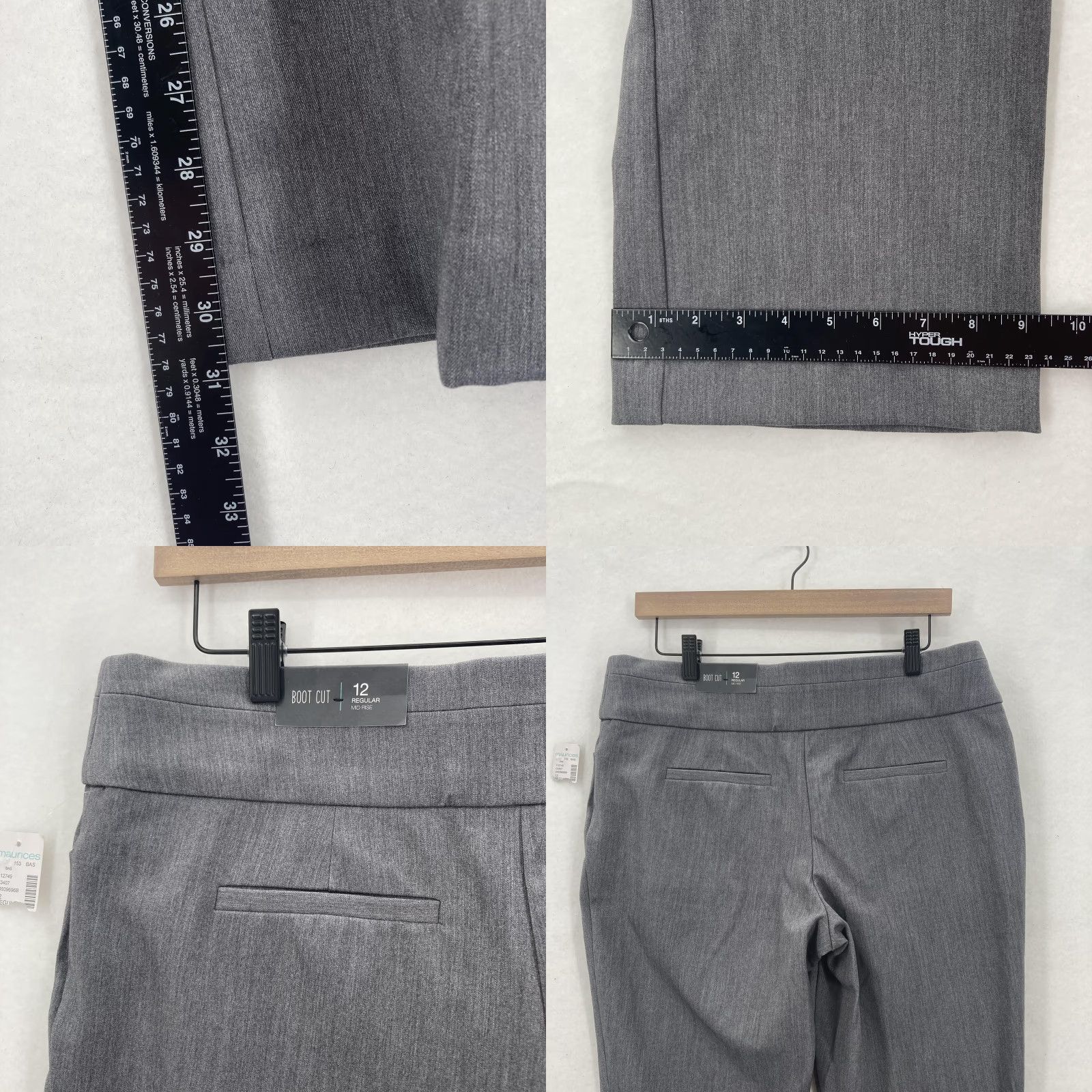 Vintage Maurices Pants Womens 12 Regular Gray Bootcut Mid Rise Dress Career Stretch NWT Size 34" / US 12 / IT 48 - 9 Thumbnail