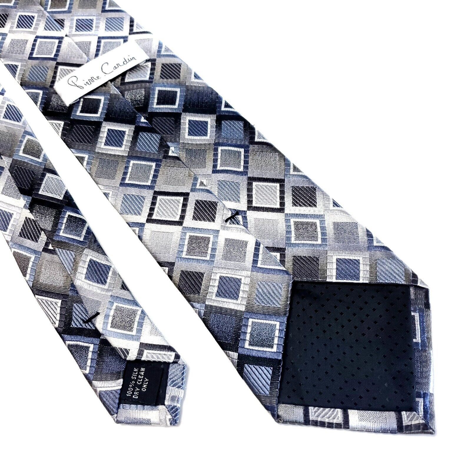 Pierre Cardin Pierre Cardin Blue Silver Geometric Woven Silk Tie Size ONE SIZE - 5 Thumbnail