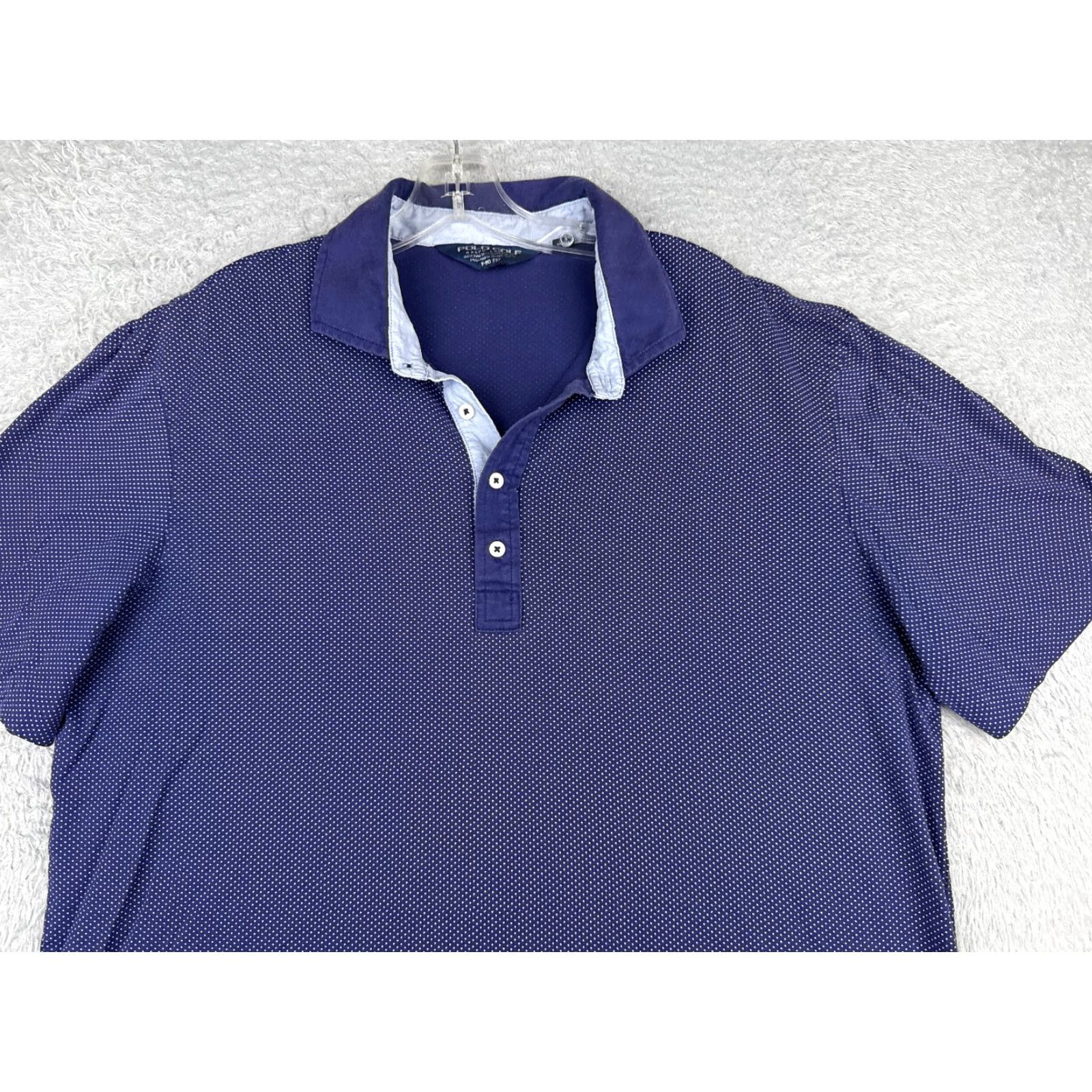 Ralph Lauren VINTAGE Ralph Lauren Polo Golf Shirt Adult L Blue Polka Dot 100% Cotton Men Slim Button Collared Size US L / EU 52-54 / 3 - 4 Thumbnail