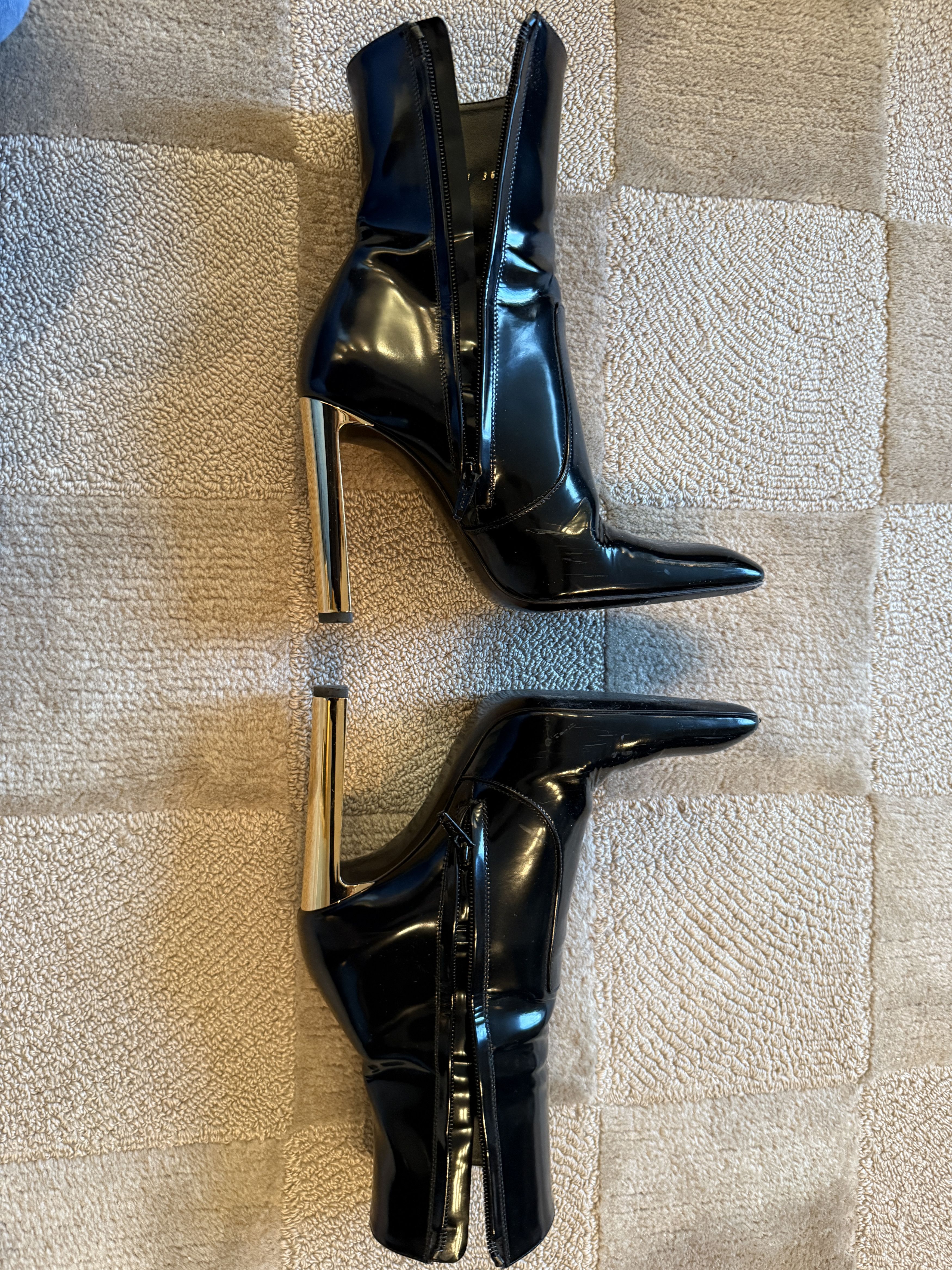 Saint Laurent Paris Saint Laurent Patent Leather Ankle Boots – Size 36 Gold Heel Size US 6 / IT 36 - 4 Thumbnail