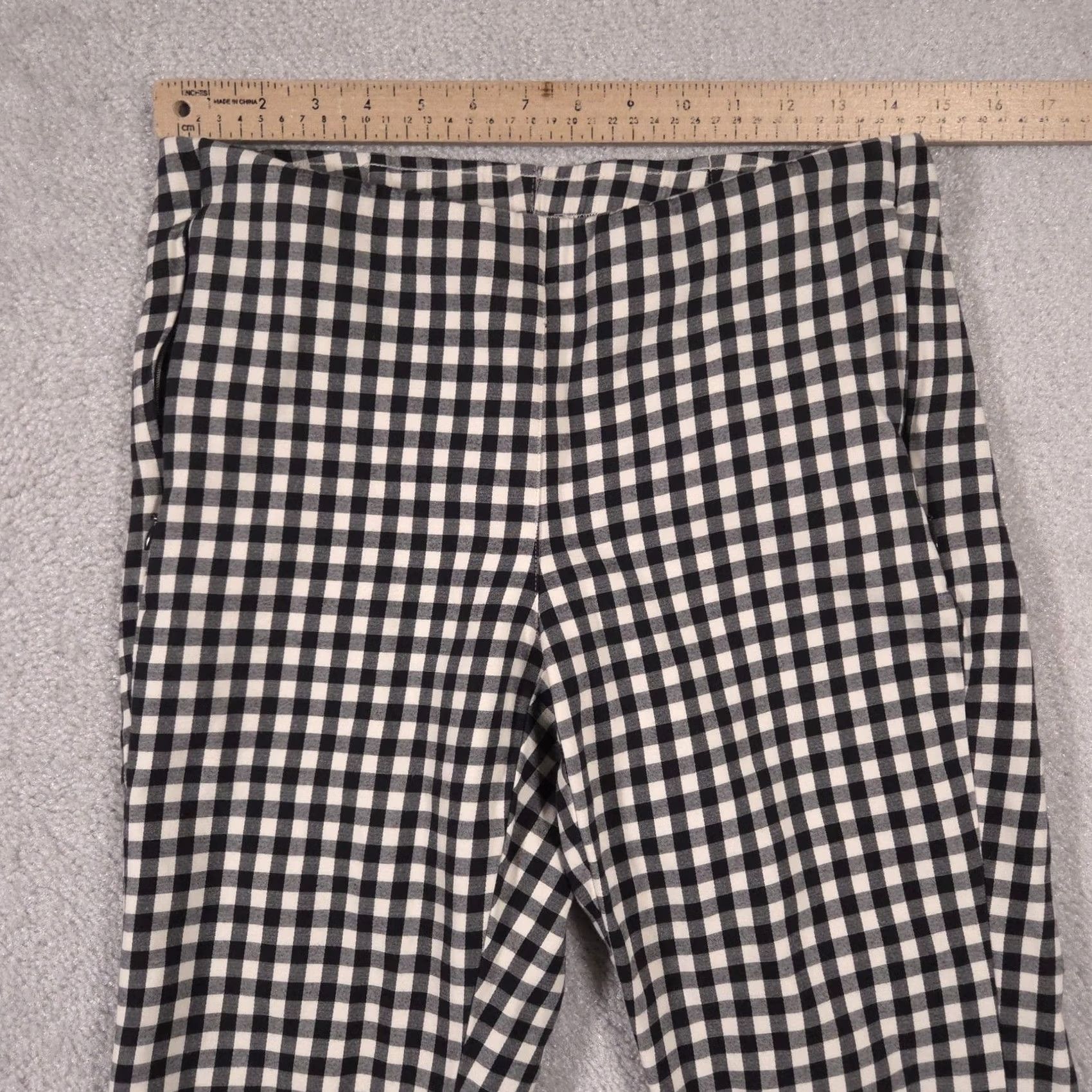 J. Jill J. Jill Essential Cotton Stretch Pants Womens 6 Black Beige Gingham Slim Ankle Dress Pants Zip Zipper 30in 26in Size 28" / US 6 / IT 42 - 6 Thumbnail