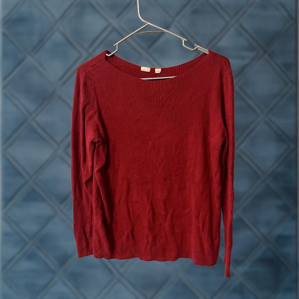 Gap GAP Sweater Women's Medium Red Boatneck Ribbed Knit Pullover Cotton Sz Size M / US 6-8 / IT 42-44 - 1 Thumbnail