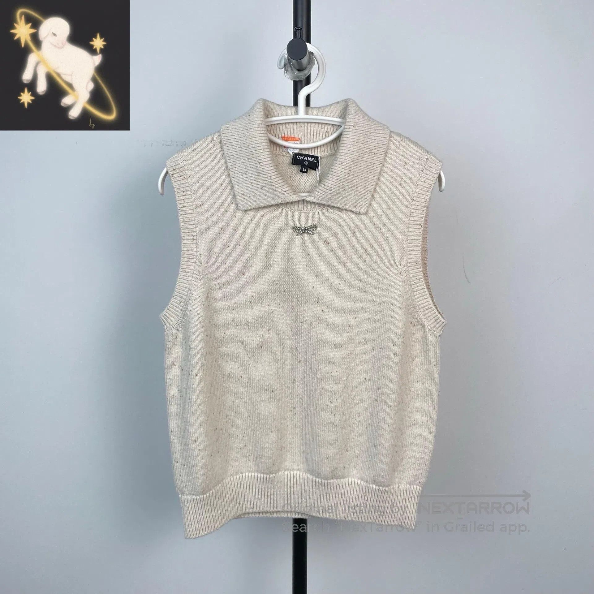 Chanel Chanel Ski Series Beige Bow Tie Wool Cashmere Vest Vest| Size XS / US 0-2 / IT 36-38 - 1 Thumbnail