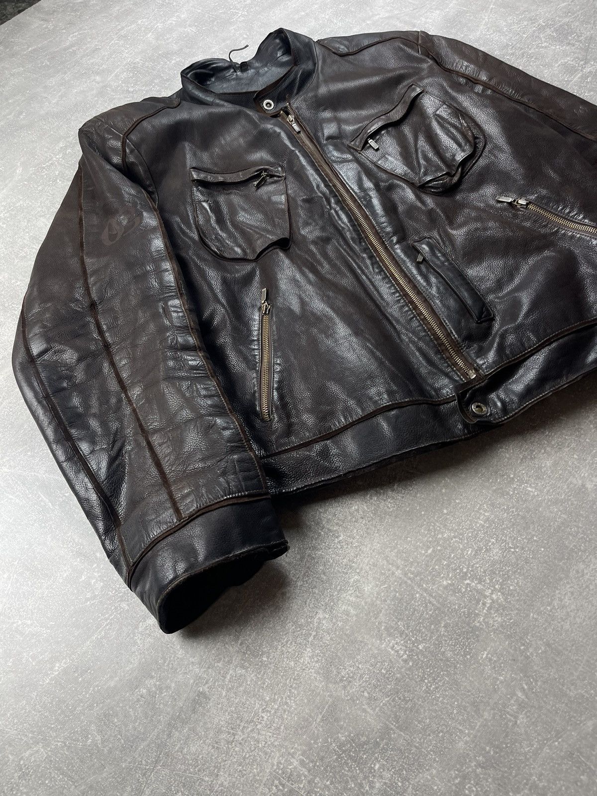 Harley Davidson × Vintage Vintage Harley Davidson 90s Leather Brown Biker Jacket Size US XL / EU 56 / 4 - 2 Thumbnail
