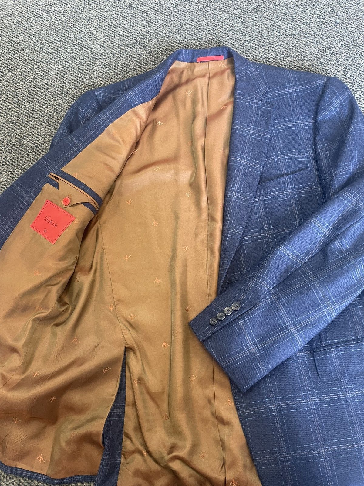 Isaia Windowpane Check Print Cashmere Jacket Size 48L - 7 Thumbnail