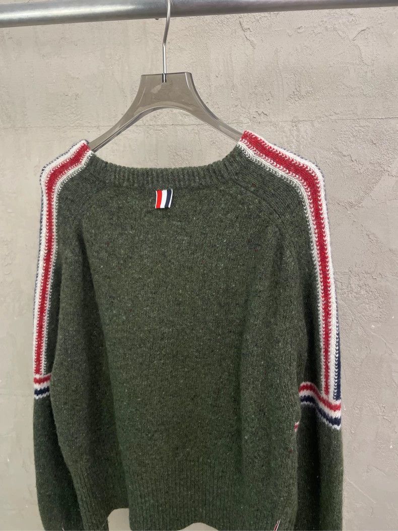 Thom Browne Thom browne Olive green striped double-sleeved wool sweater Size US M / EU 48-50 / 2 - 4 Thumbnail