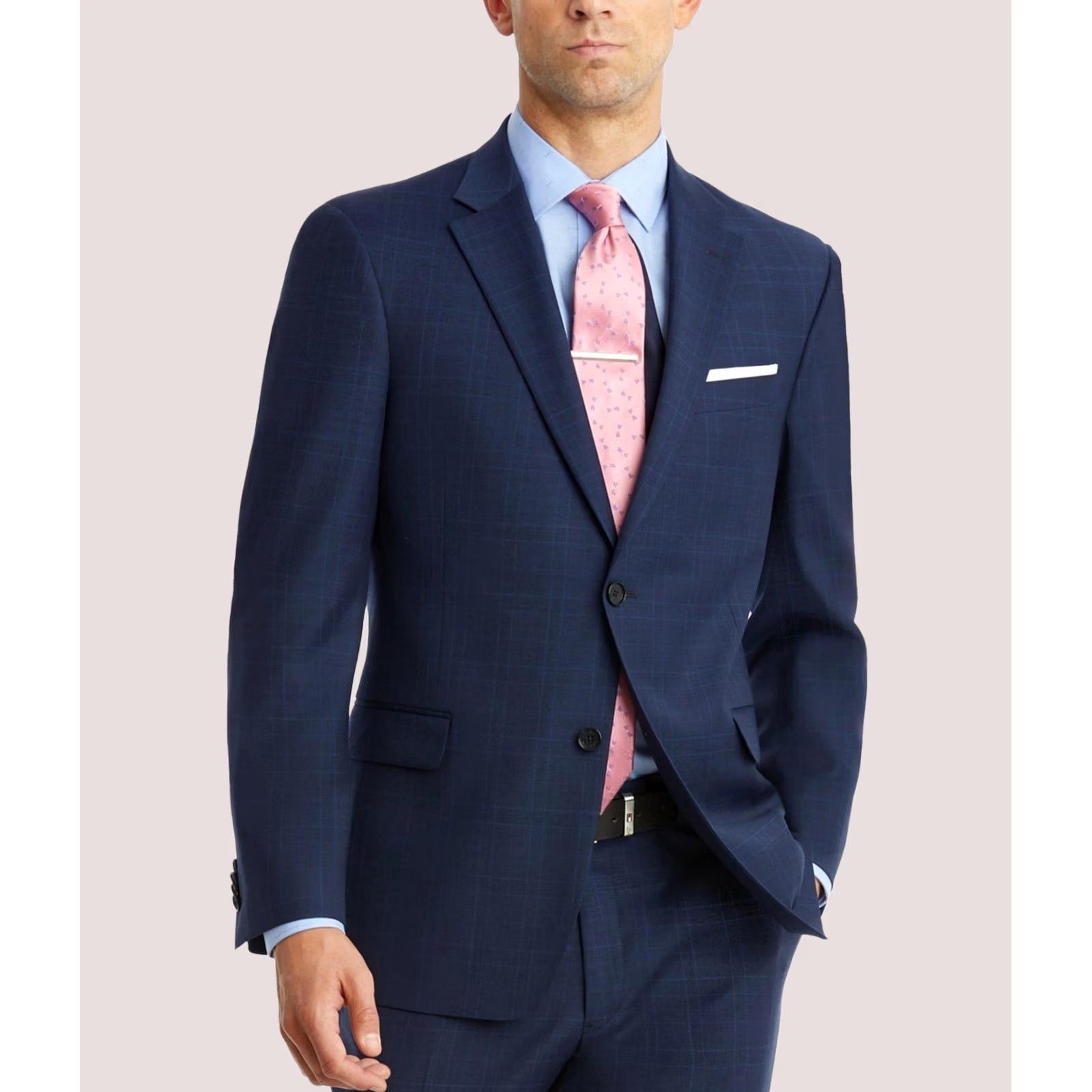 Tommy Hilfiger Tommy Hilfiger Mens Modern Fit Two Button Blazer Jacket Blue 40 Short Plaid Size US 40 / EU 56 - 1 Preview