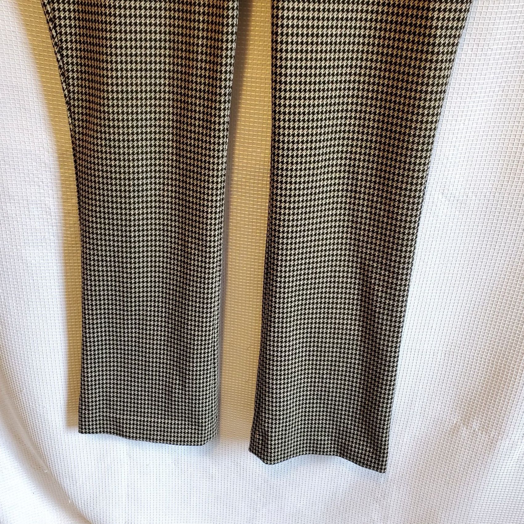 Express VINTAGE Express Y2K Pants Womens M Black Tan Houndstooth Pull On Office Business Size 32" / US 10 / IT 46 - 4 Thumbnail