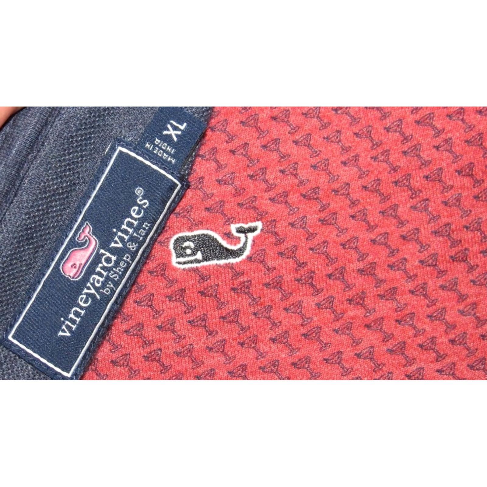 Vineyard Vines VINEYARD VINES Red Cotton Blend Saltwater Martini Print Quarter Zip Sweater XL Mens Size US XL / EU 56 / 4 - 3 Thumbnail