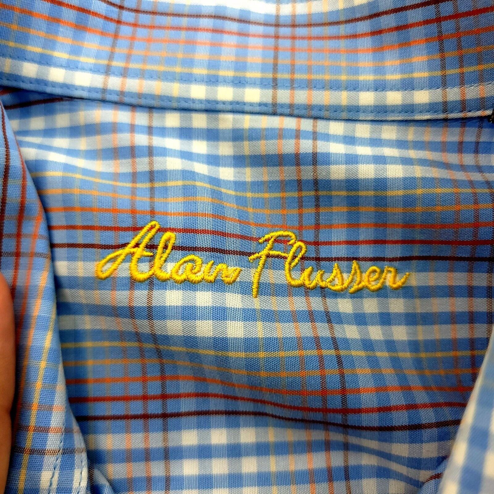 Alan Flusser Alan Flusser Large Blue Multi Colored Plaid Cotton Front Poc Size US L / EU 52-54 / 3 - 7 Thumbnail