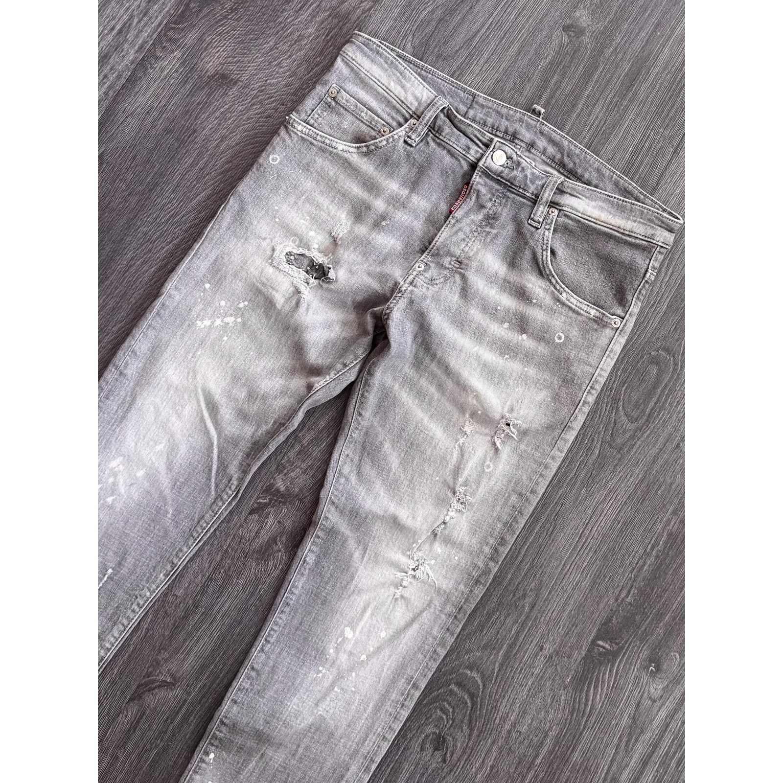 Dsquared2 Dsquared 2 Gray Washed Painted Denim Jeans Size US 34 / EU 50 - 2 Thumbnail