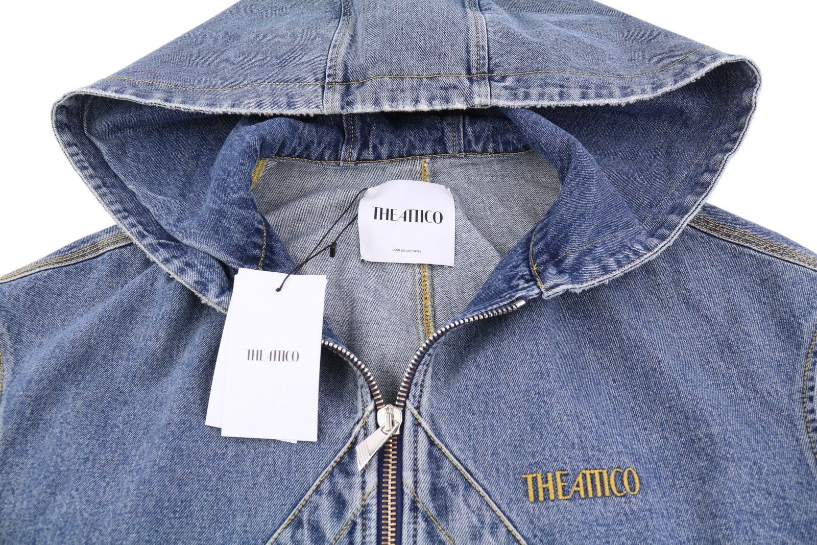 The Attico 42 Blue Faded Denim Bomber Hooded Oversized 86573 Size XL / US 12-14 / IT 48-50 - 5 Thumbnail