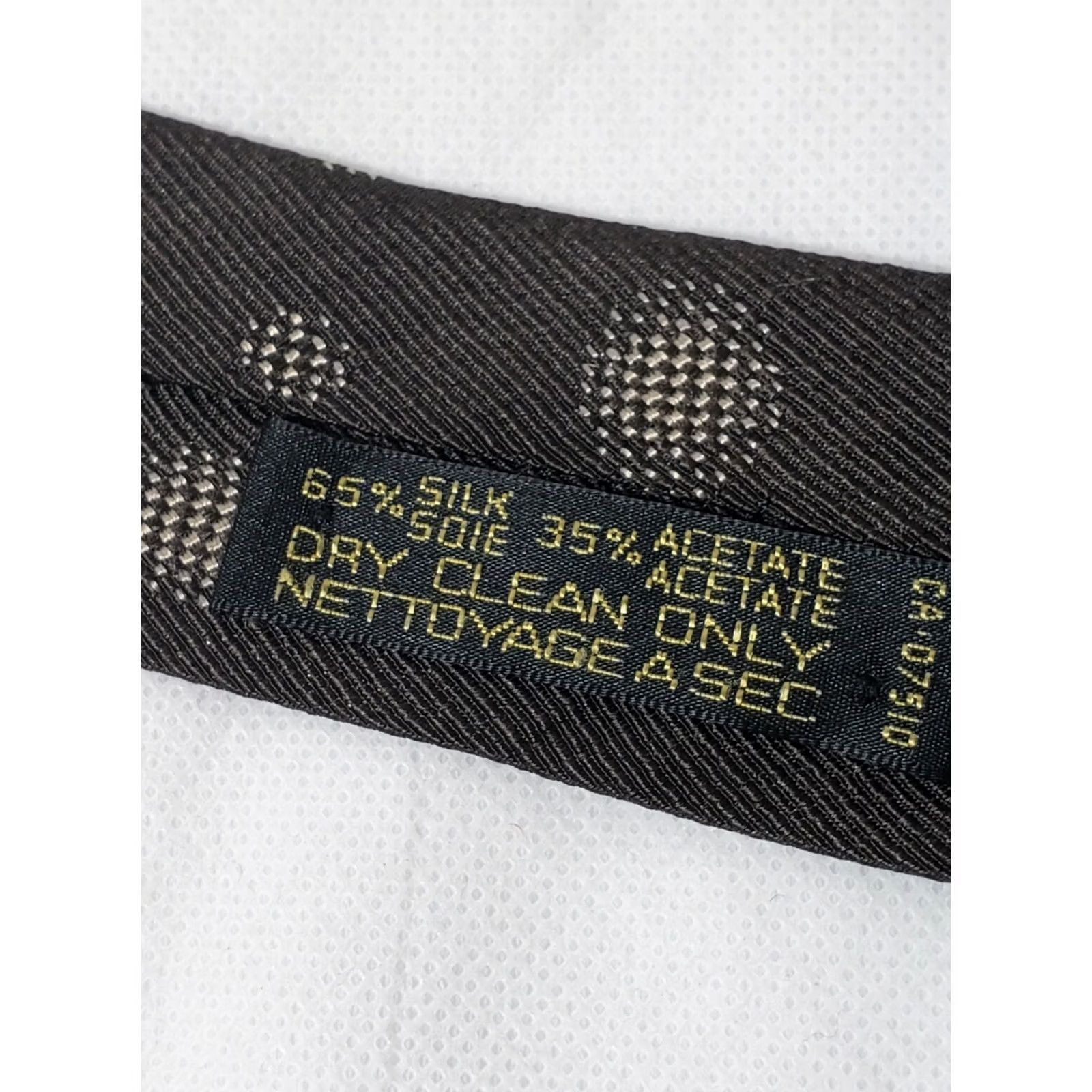 Giorgio Armani Giorgio Armani Men's Tie Brown Grey Classic 58" 65% Silk Dots Pattern Size ONE SIZE - 7 Thumbnail
