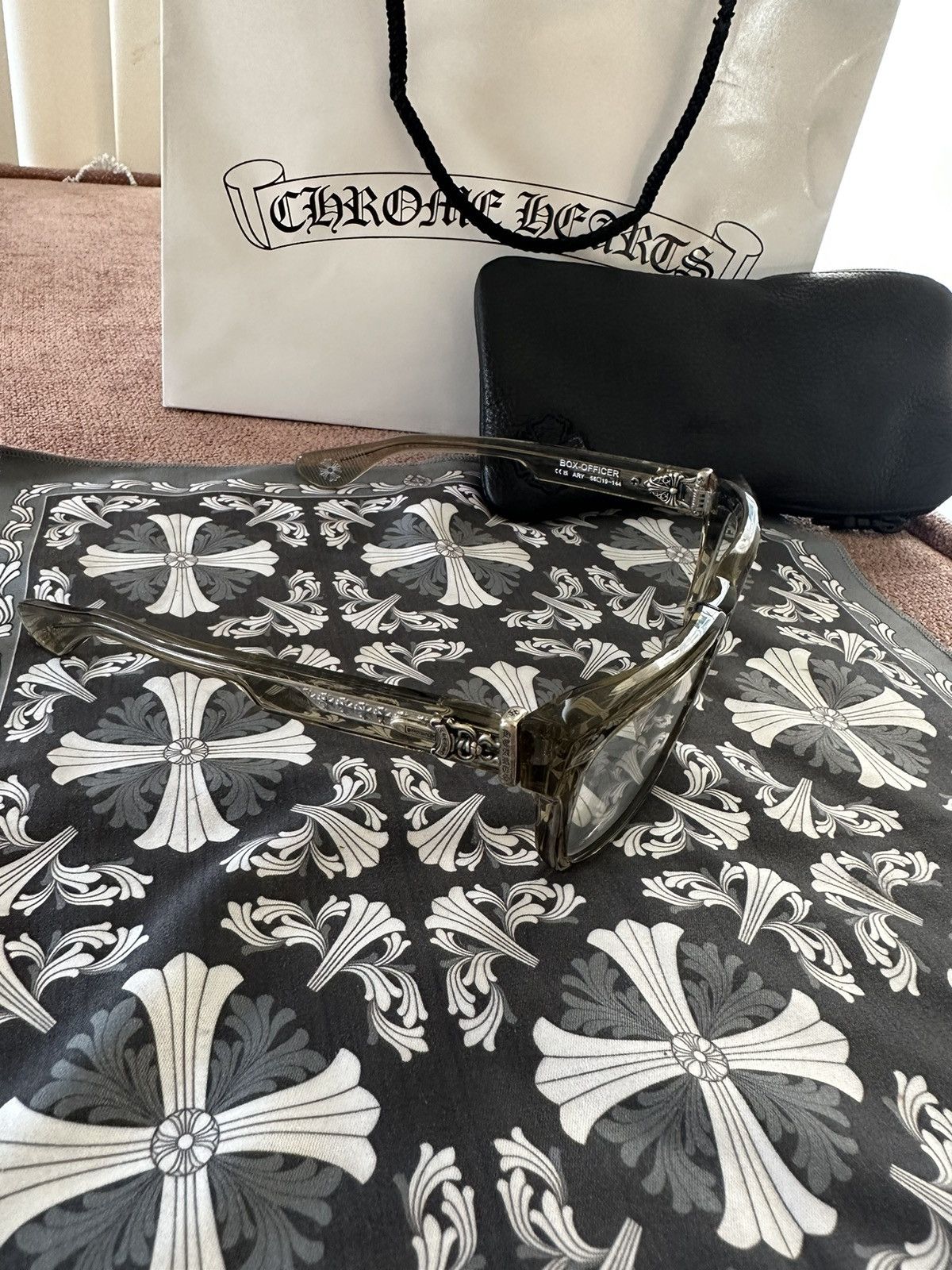 image of Chrome Hearts Box Officer Sunglasses in Army, Men's