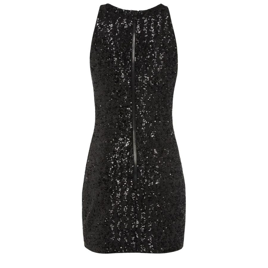 Balmain o1s1wg111025 Grape-Embellished Sequin Mini Dress in Black | Grailed