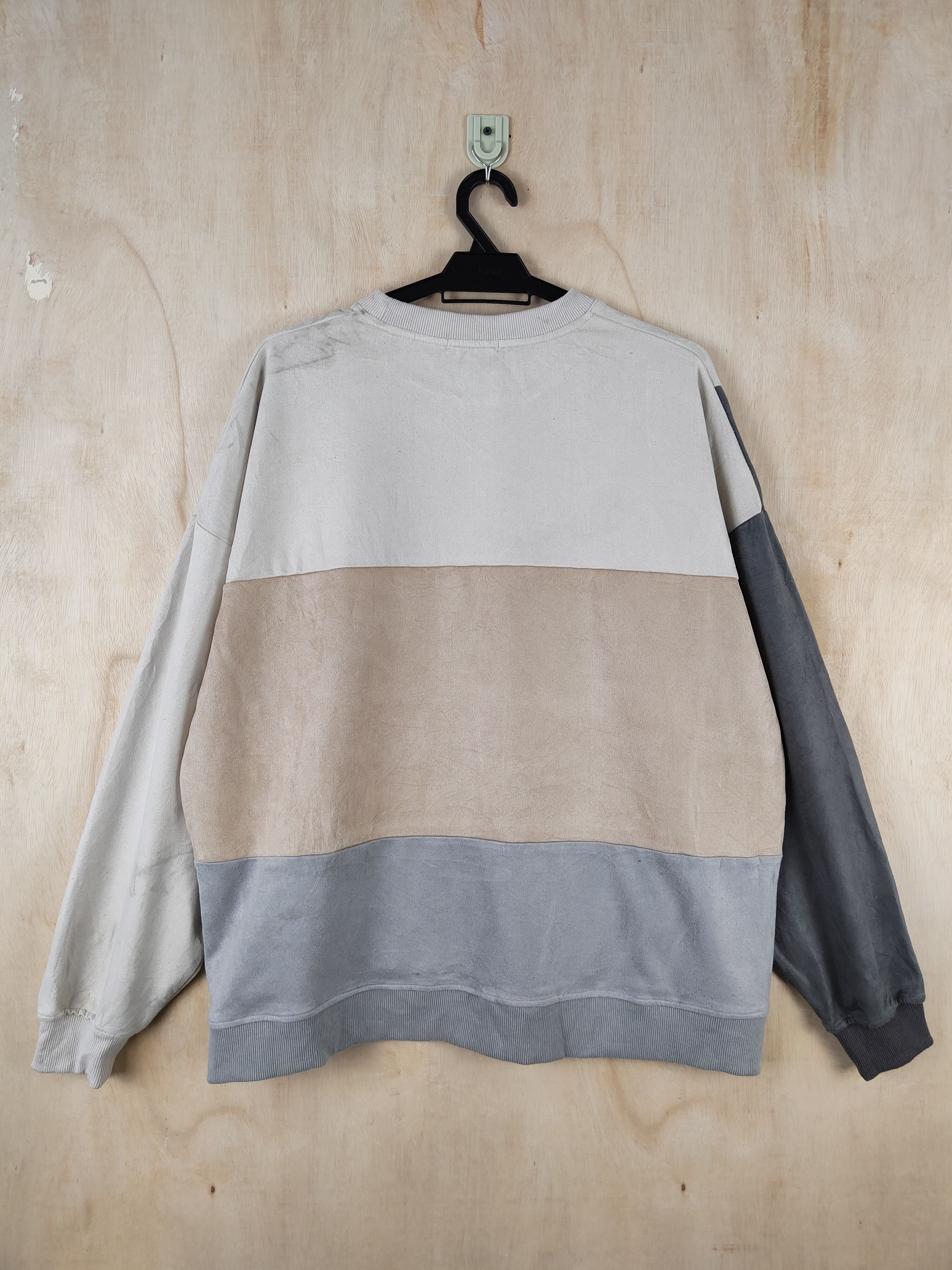 Japanese Brand Takeo Kikuchi Gray Brown patchwork Sweatshirts #S2561 Size US L / EU 52-54 / 3 - 7 Thumbnail