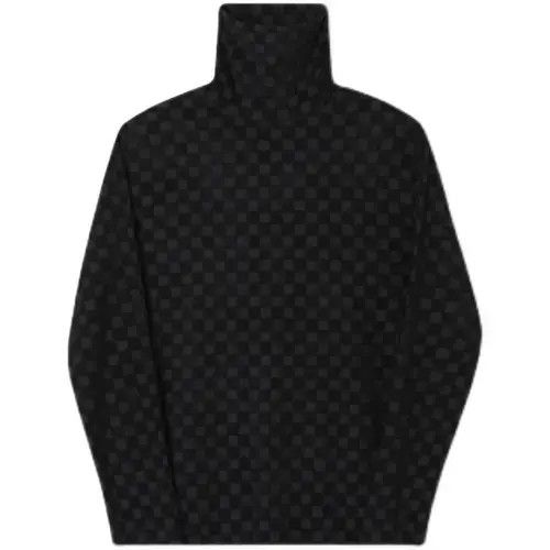 Aran Isles Knitwear Shizuku x Misao Check Pattern Turtle Neck Sweater Size US XL / EU 56 / 4 - 3 Thumbnail