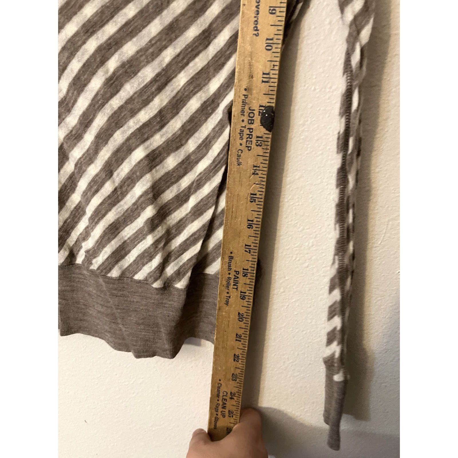 Loft Loft Blouse Women's Medium Gray Striped Long Sleeve Round Neck Pullover Casual Formal Party/Cocktail Travel Lightweight Regular shirt Size M / US 6-8 / IT 42-44 - 4 Thumbnail