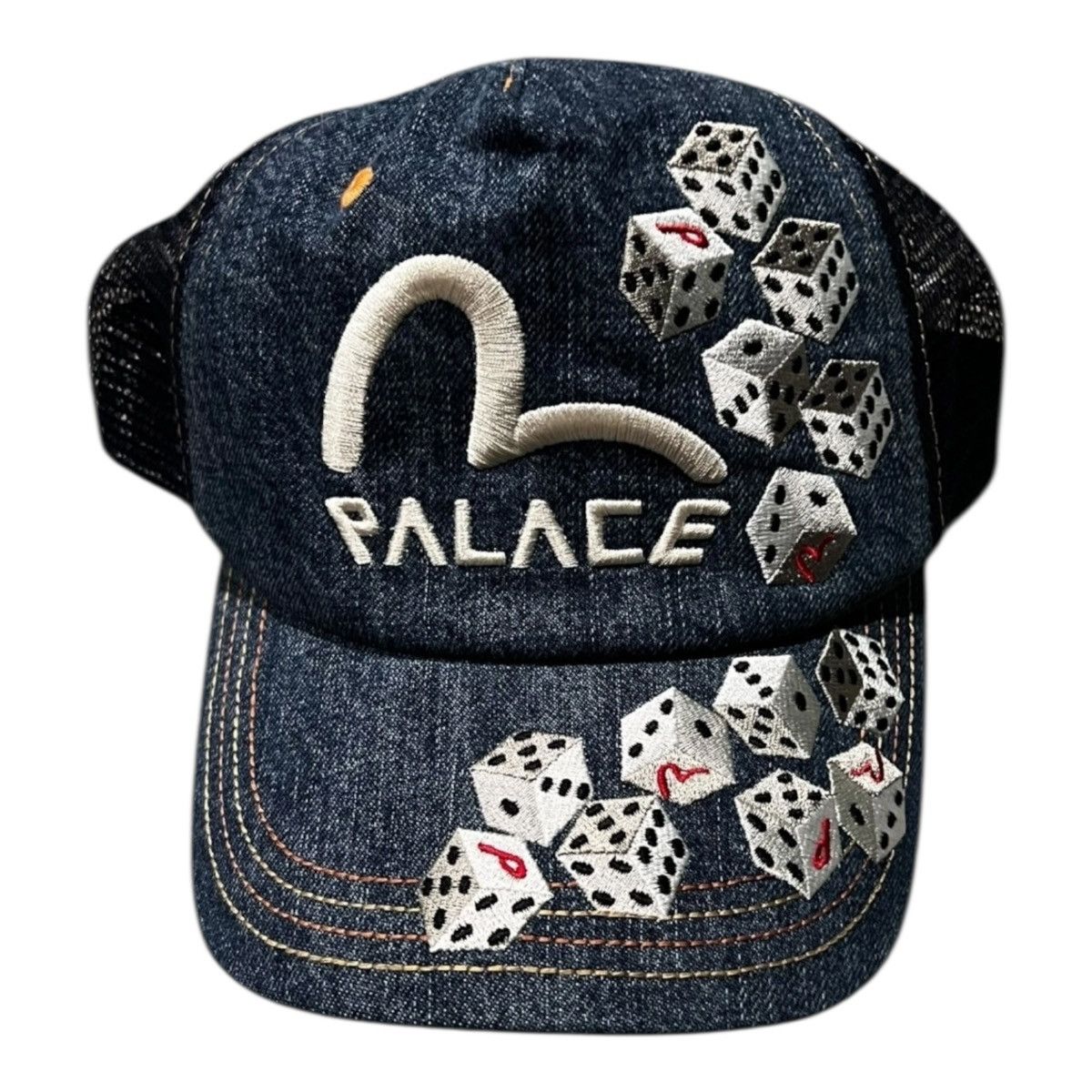 Evisu × Palace × Vintage Palace Evisu Dice Mesh Trucker Hat Raw
