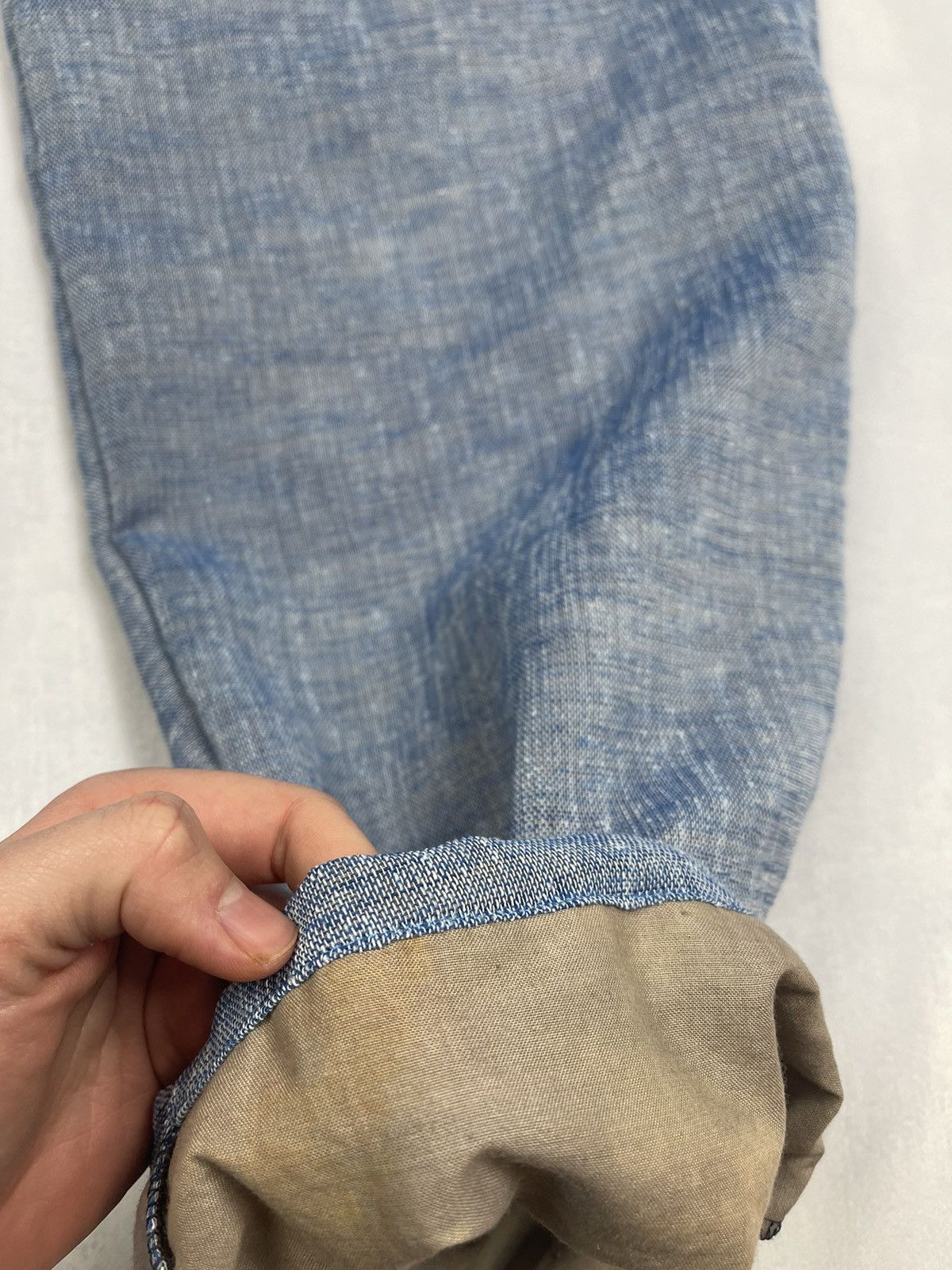 Chorley × Handmade Imitation Denim trompe loil split knee carpentersweatpants Size US 34 / EU 50 - 5 Thumbnail