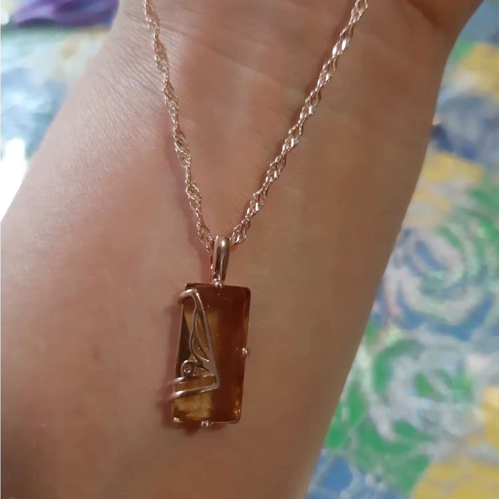 Other Light Brown Zircon Pendant Necklace Women Square 585 Rose Size ONE SIZE - 4 Thumbnail