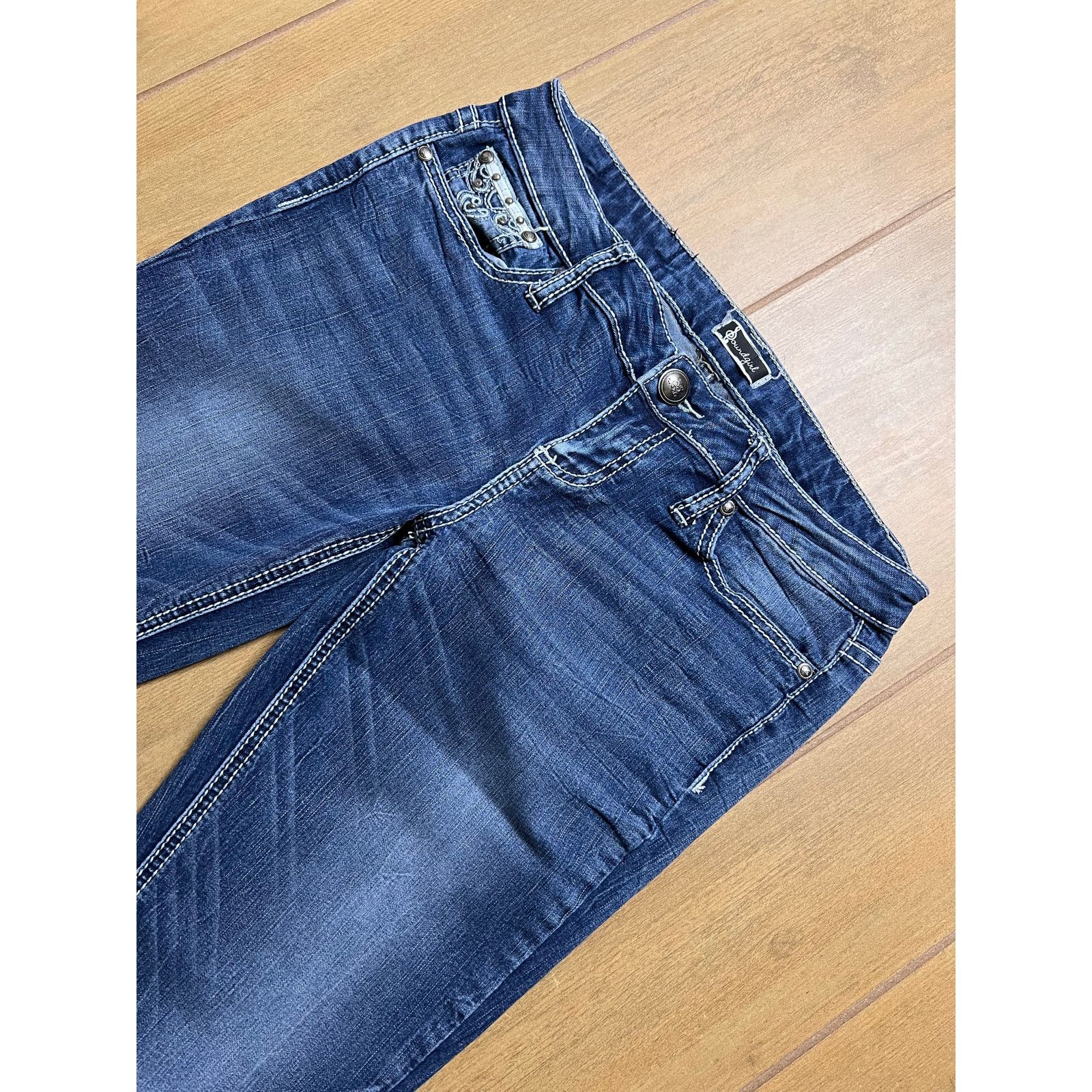 Vintage Soundgirl Y2K Rhinestone Bootcut Jeans Low Rise Womens 29 Size 29" - 2 Thumbnail