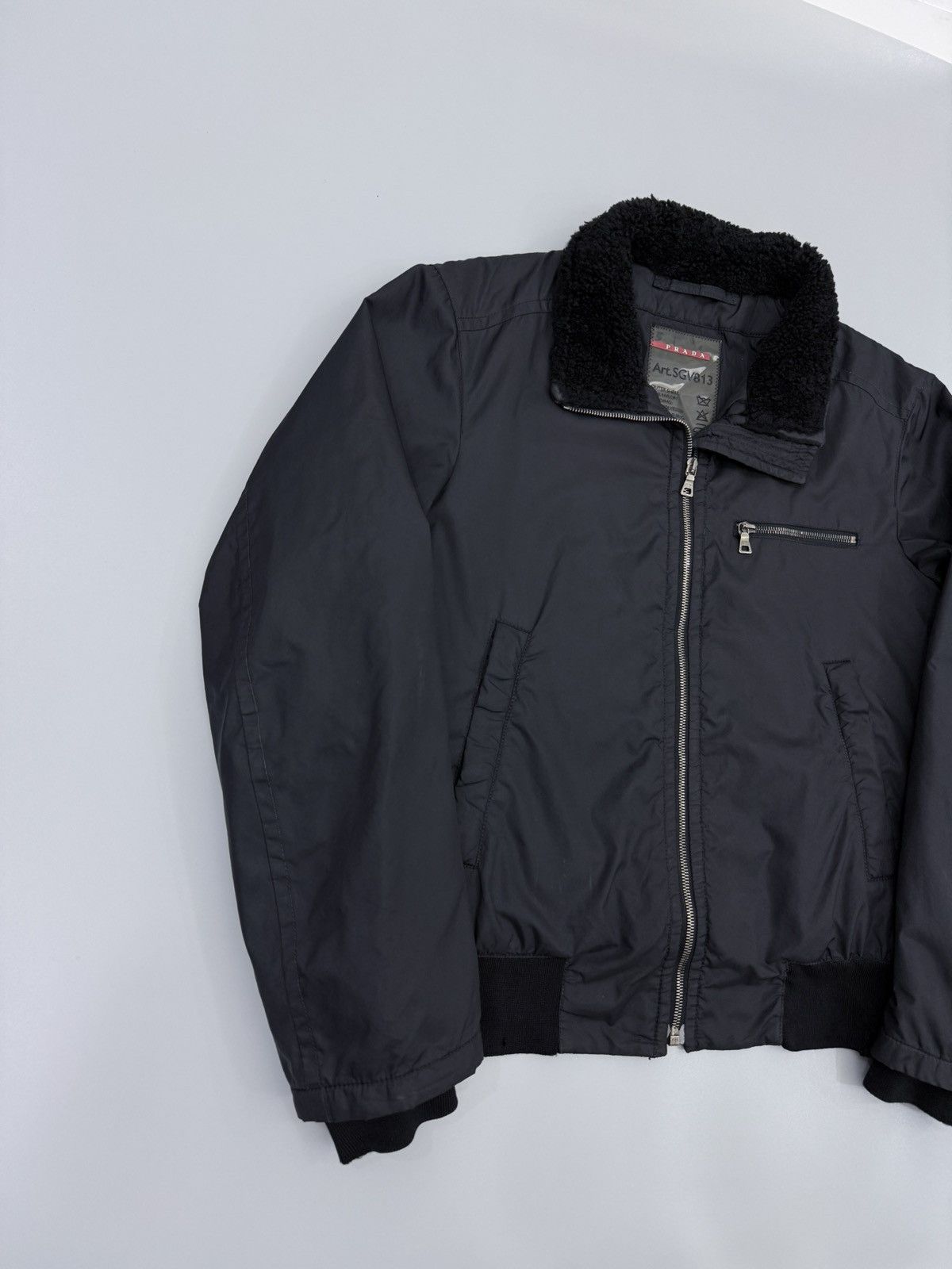 Prada 🔥Archived🔥90s PRADA Padded Dyed Sheep Fur Black Nylon Bomber Size US M / EU 48-50 / 2 - 3 Thumbnail
