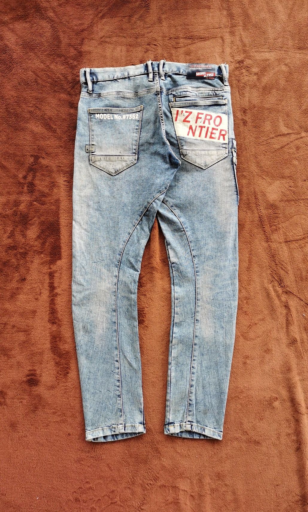 Japanese Brand IZ Frontier Cargo Patch Pocket Stretch Jeans Size US 33 - 7 Thumbnail
