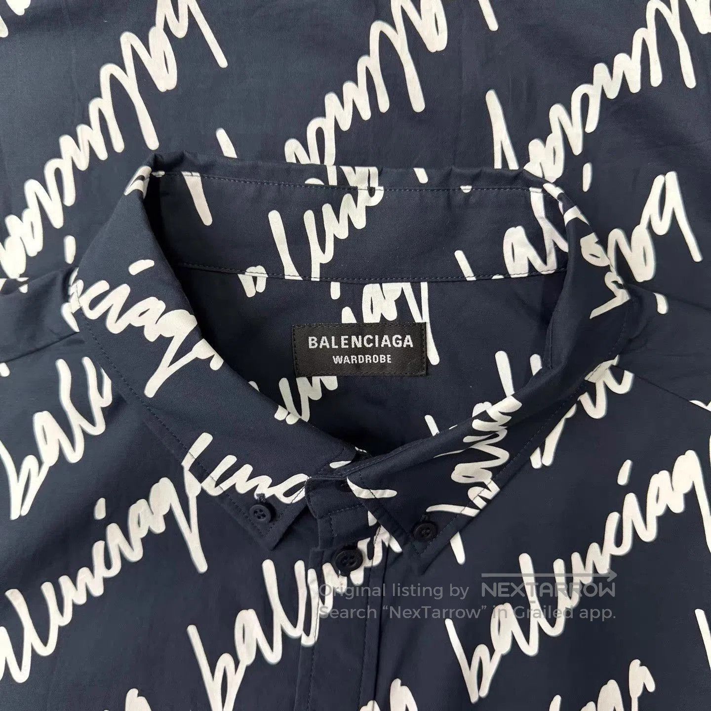 Balenciaga Multi Text Pattern Short Sleeve Button. Size US XL / EU 56 / 4 - 4 Thumbnail