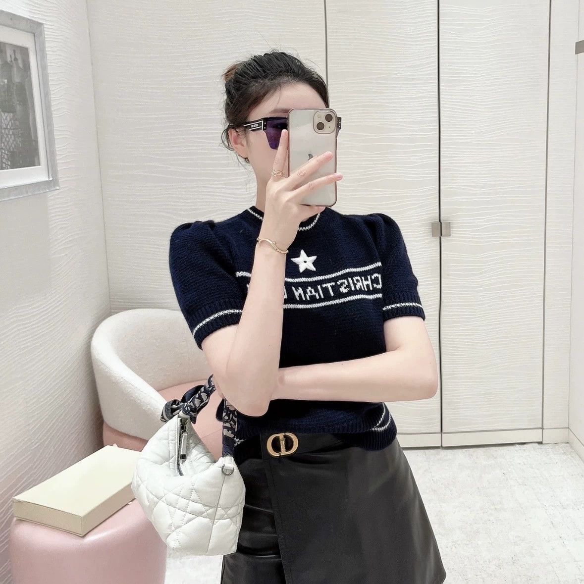 Christian Dior Monsieur Dior mar586 Star Motif Knit Short Sleeve Wool 36 Size XS / US 0-2 / IT 36-38 - 7 Thumbnail