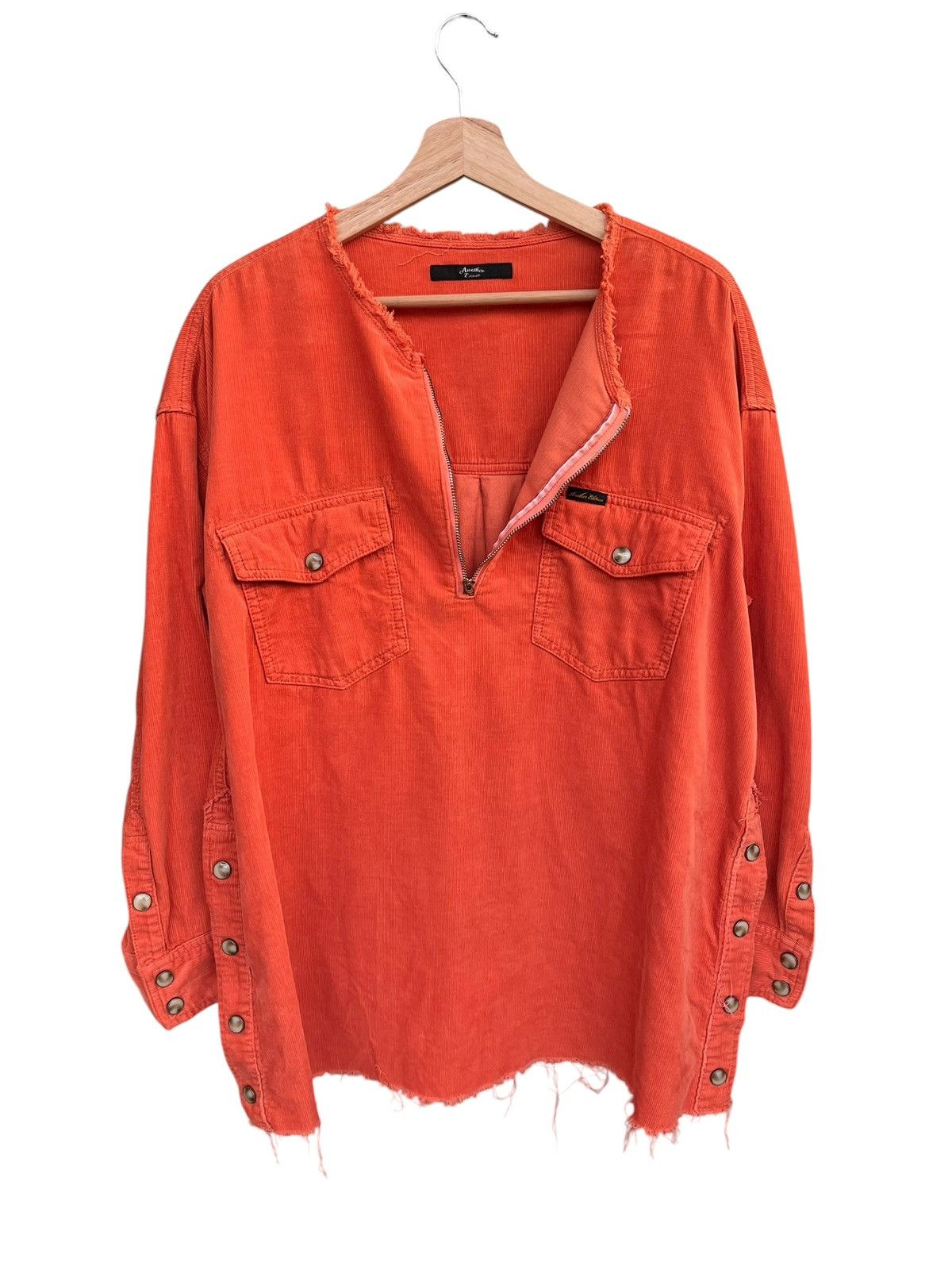 Another Influence A.E Orange Corduroy Frayed Pullover Kapital Style Shirt Size US M / EU 48-50 / 2 - 3 Thumbnail