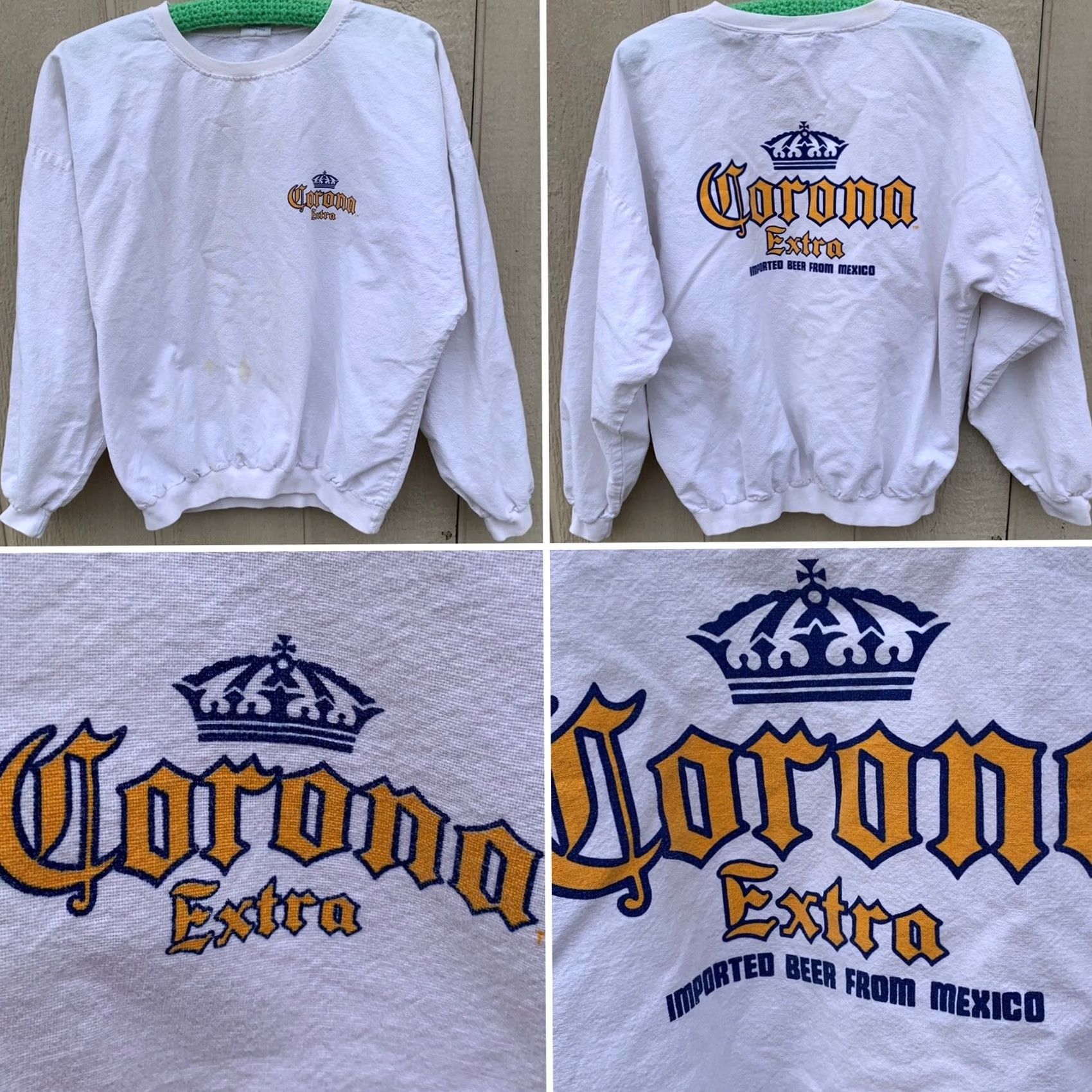 Vintage VINTAGE Crazy Shirts Hawaii Corona Extra long sleeve cotton shirt Medium 80s Unisex White Graphic Tee Shirt Mens Womens Size US M / EU 48-50 / 2 - 2 Thumbnail