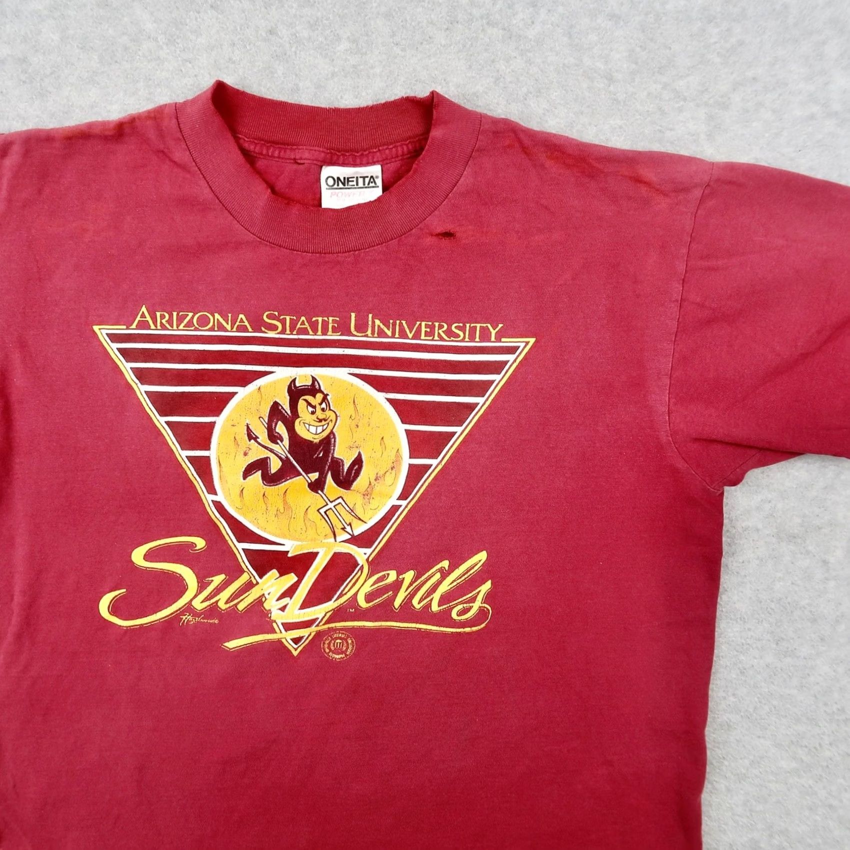 Vintage VINTAGE Oneita ASU Sun Devils Shirt Large Red 90s Arizona State Single Stitch Mens Size US L / EU 52-54 / 3 - 3 Thumbnail