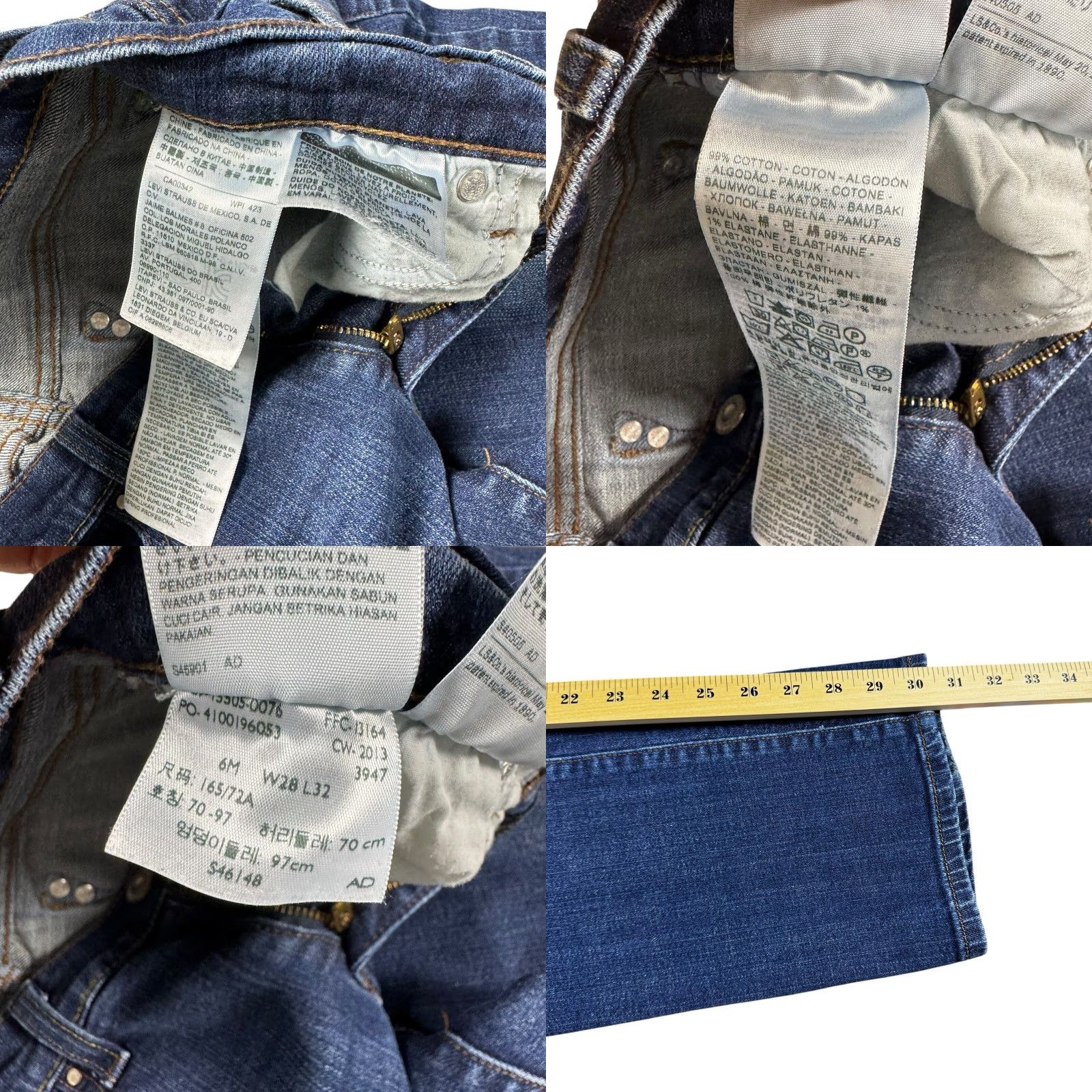 Levi's Levi's 505 Straight Jeans Women 28 Blue Denim Mid Rise Dark Wash 5-Pocket Size 28" / US 6 / IT 42 - 8 Thumbnail