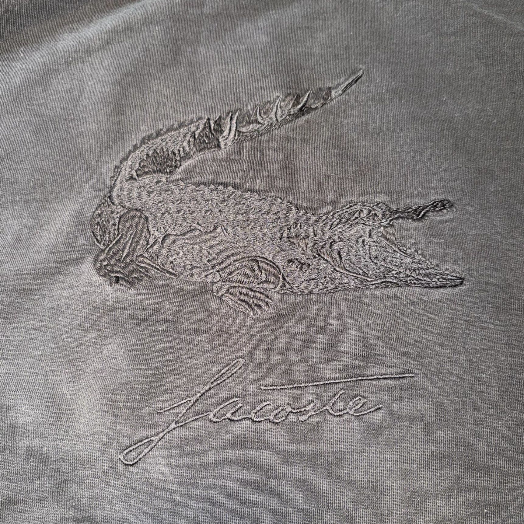 Lacoste LACOSTE Mens Sweatshirt 3XL Black On Black Crocodile Embroidered Logo Crew Neck Pullover Size US XXL / EU 58 / 5 - 2 Thumbnail