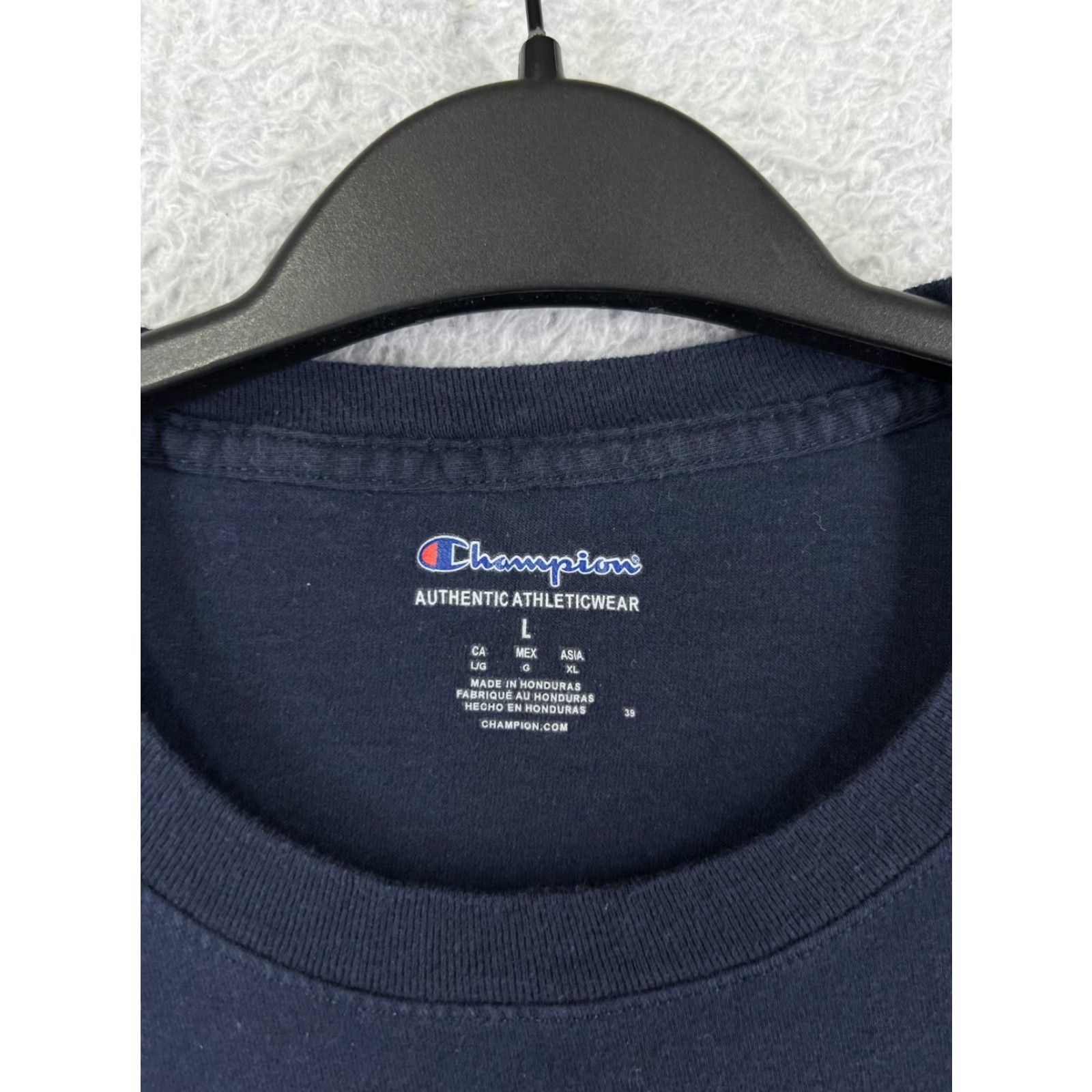 Champion Champion Shirt Men L Blue Logo Short Sleeve Crew Neck Cotton Modern Sports Logo Shirt Mens Size US L / EU 52-54 / 3 - 4 Thumbnail